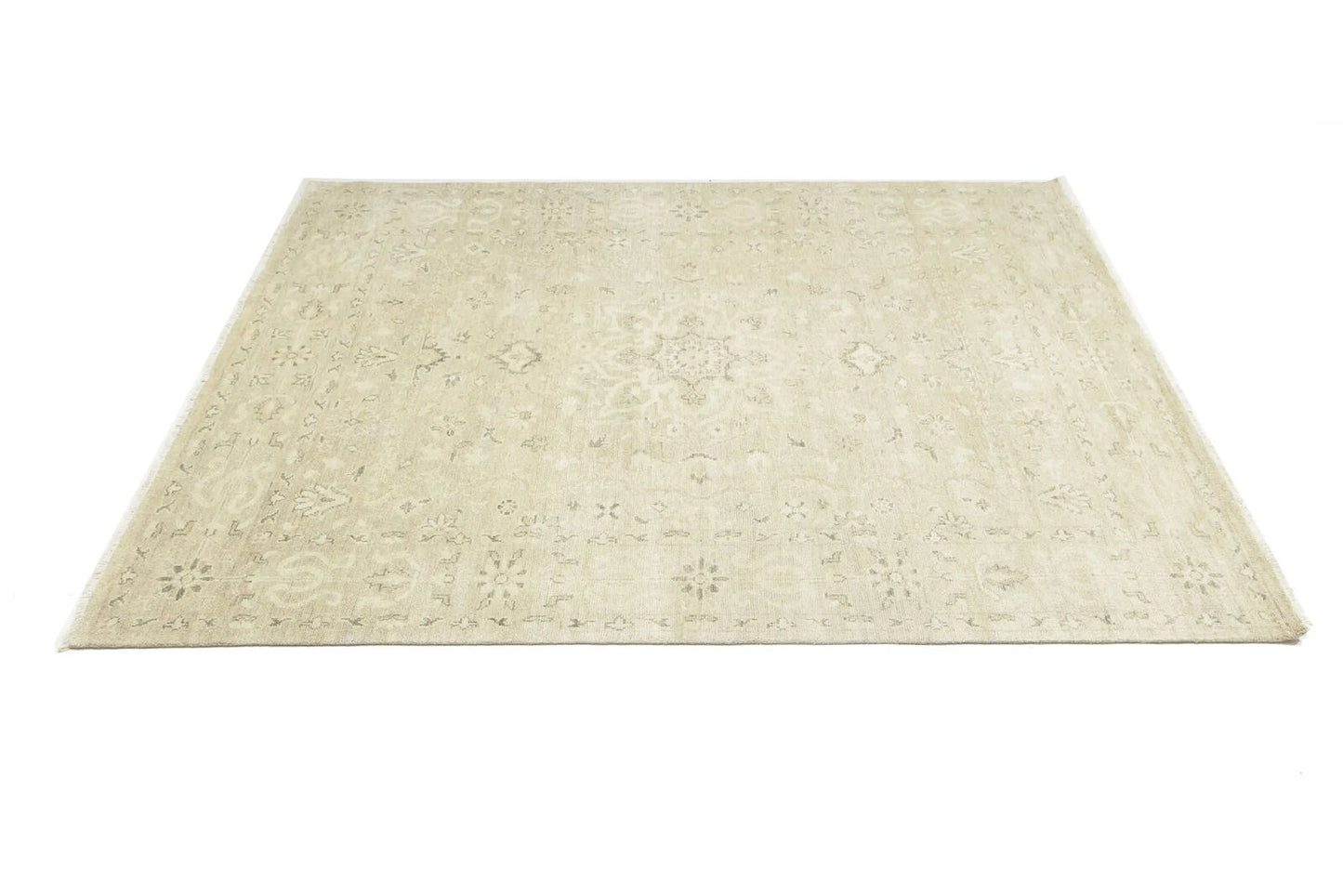 Transitional Oriental Rug Muted Floral Design