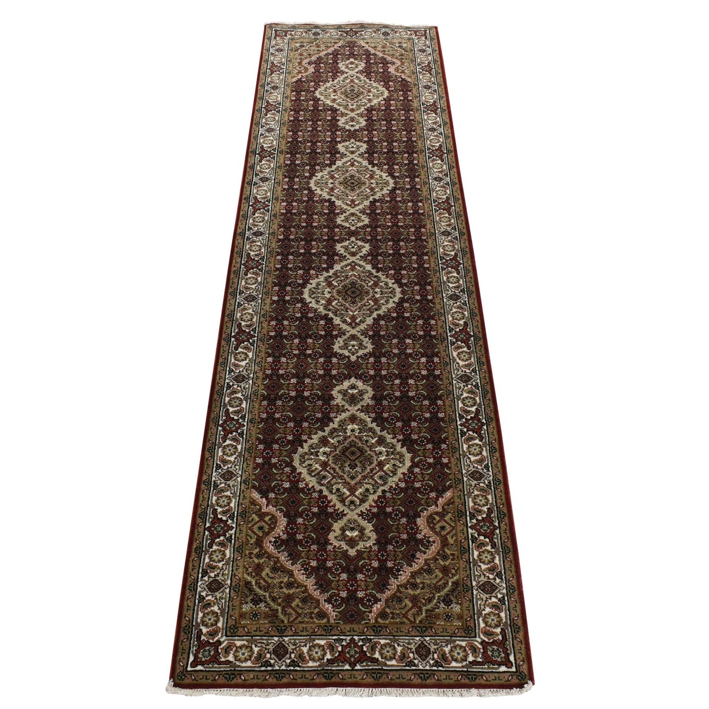 2'7"X12' Red Tebraz Mahi Hand Knotted 100% Wool Runner Rug
