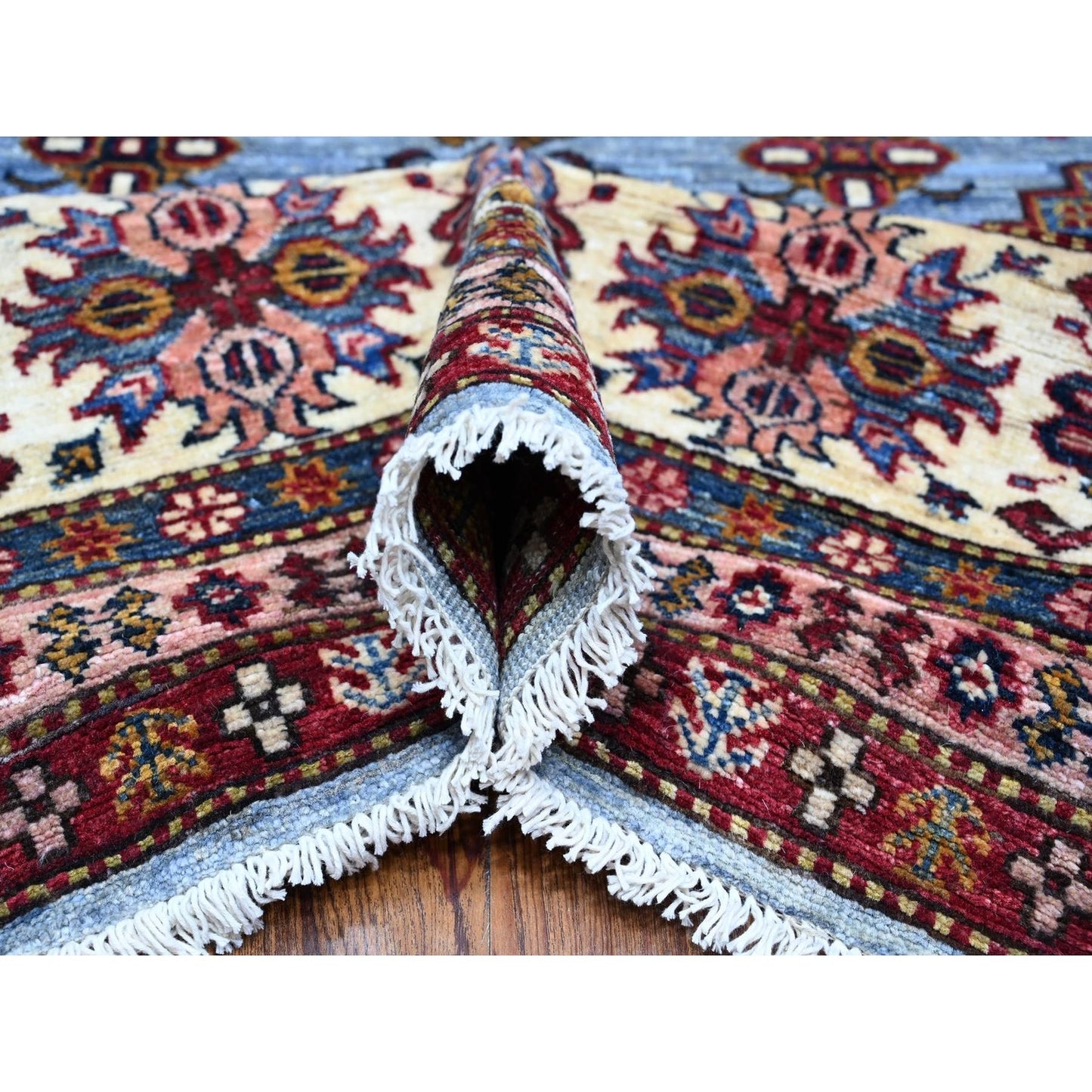 9'X12'6" Gray Afghan Super Kazak Hand Knotted 100% Wool Oriental Rug