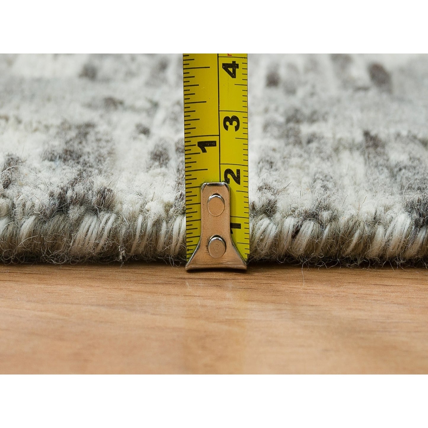 Rug 10'1"x10'1" Dark Grey Undyed Natural Wool Hand Knotted Round Oriental