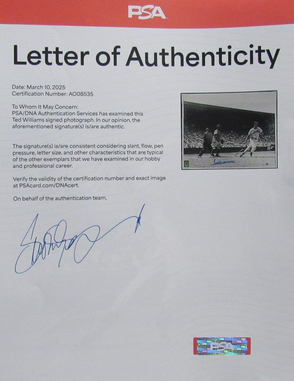 Ted Williams Hof Signed/Auto 16X20 B/W Photo