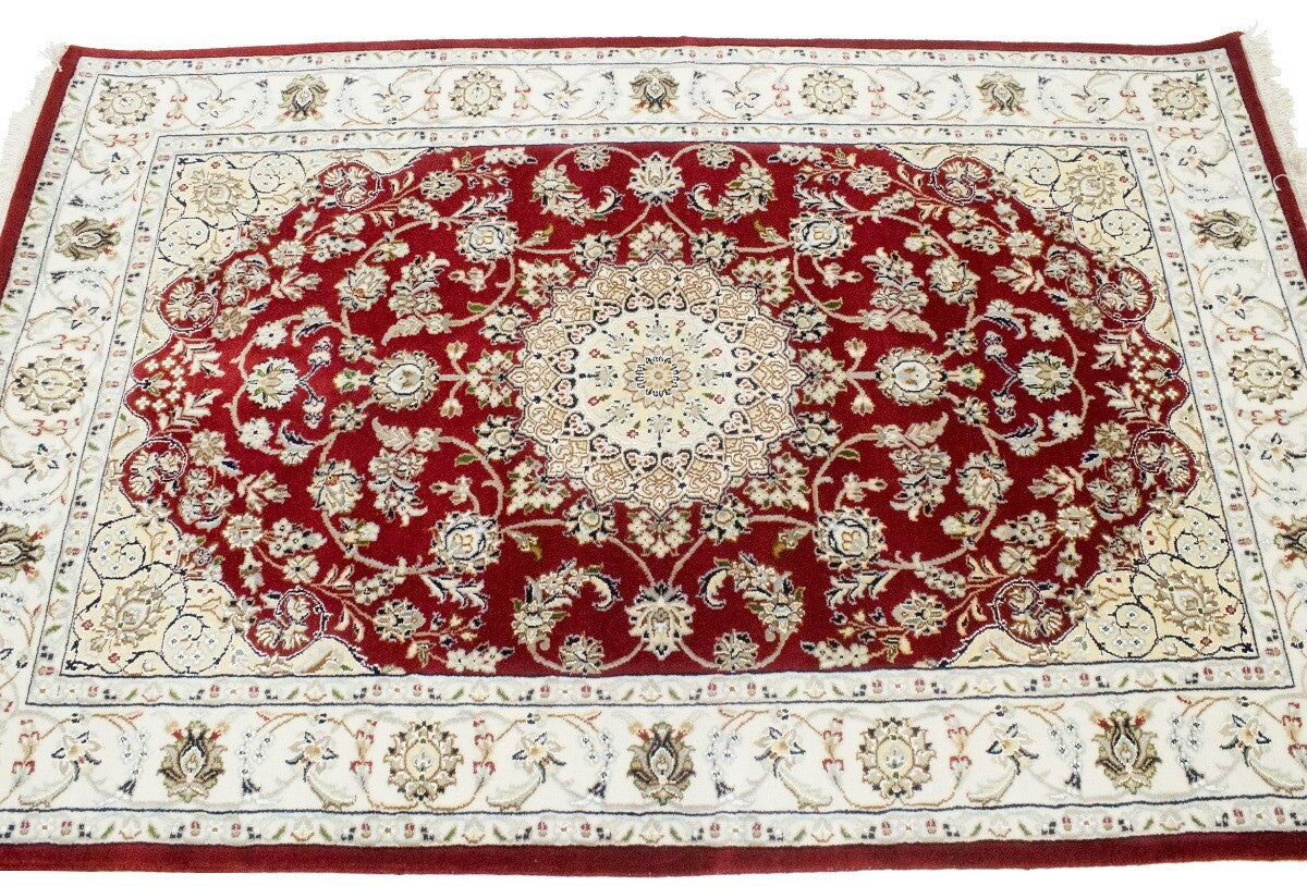 4X6 Ft Handmade Indo-Nain Oriental Rug Classic
