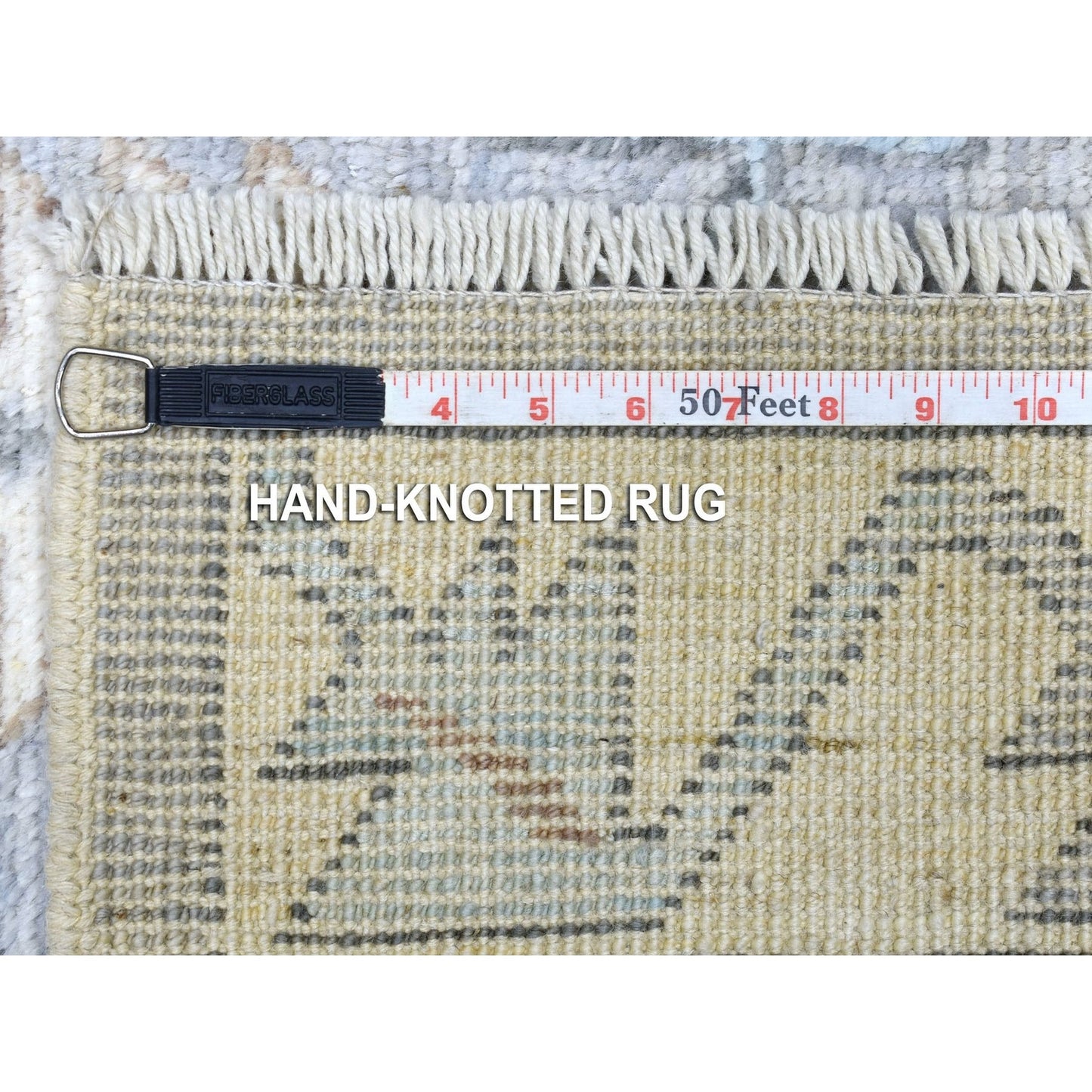 3'10"X12'1" Gray Anatolian Angora Oushak Hand Knotted Wool Runner Rug