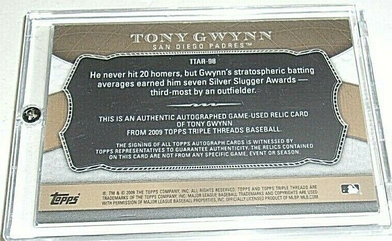 Tony Gwynn 2009 Triple Threads Game Triple