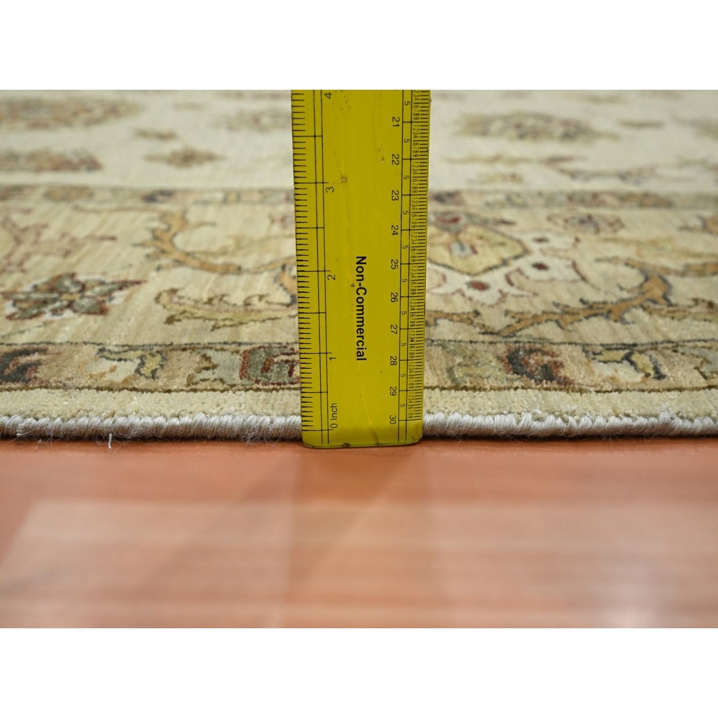 6'5"X8'2" Ivory Agra Ziegler Design Leaf Pattern Hand Knotted Wool Rug