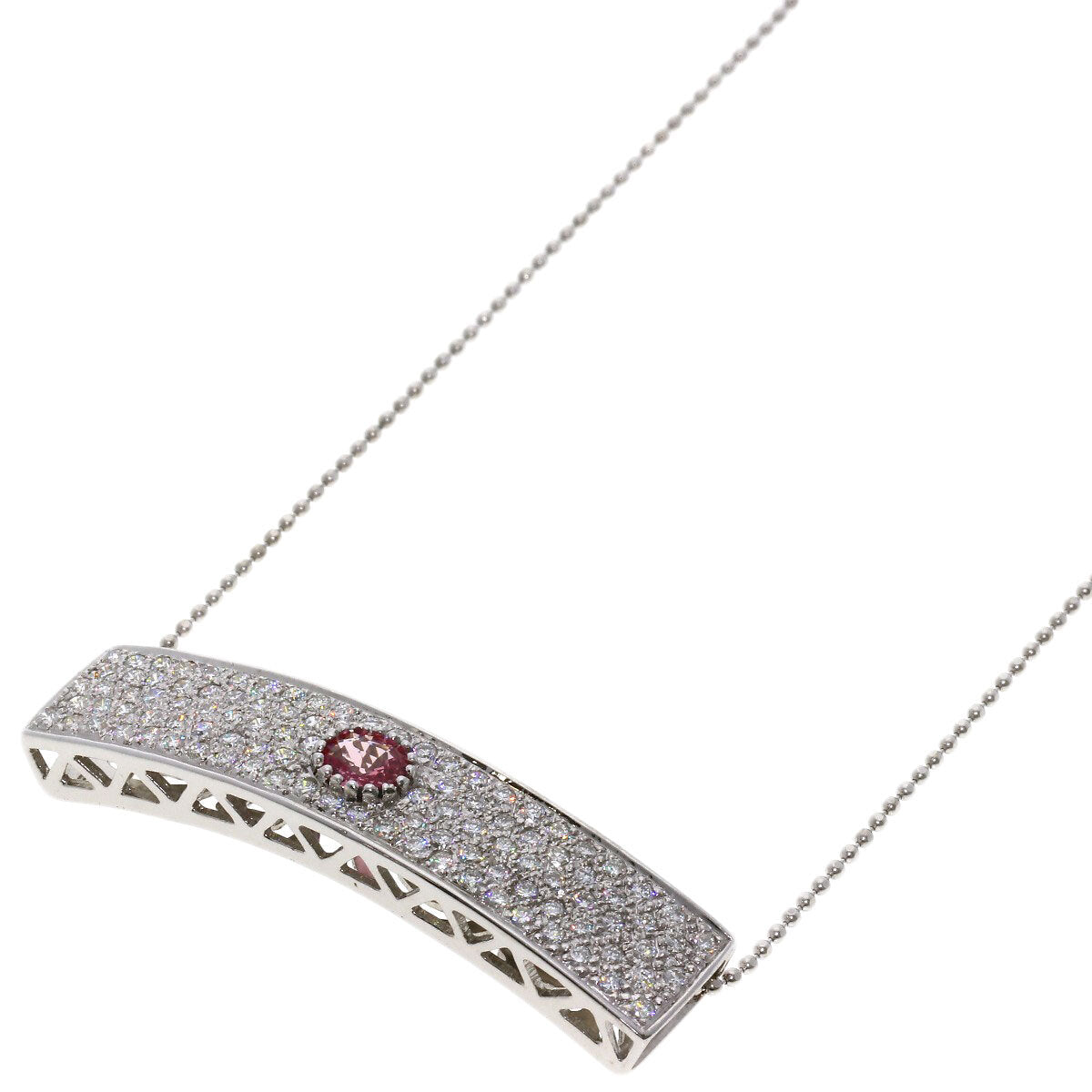 0.43Ct Papalachia Sapphire Diamond Necklace K18