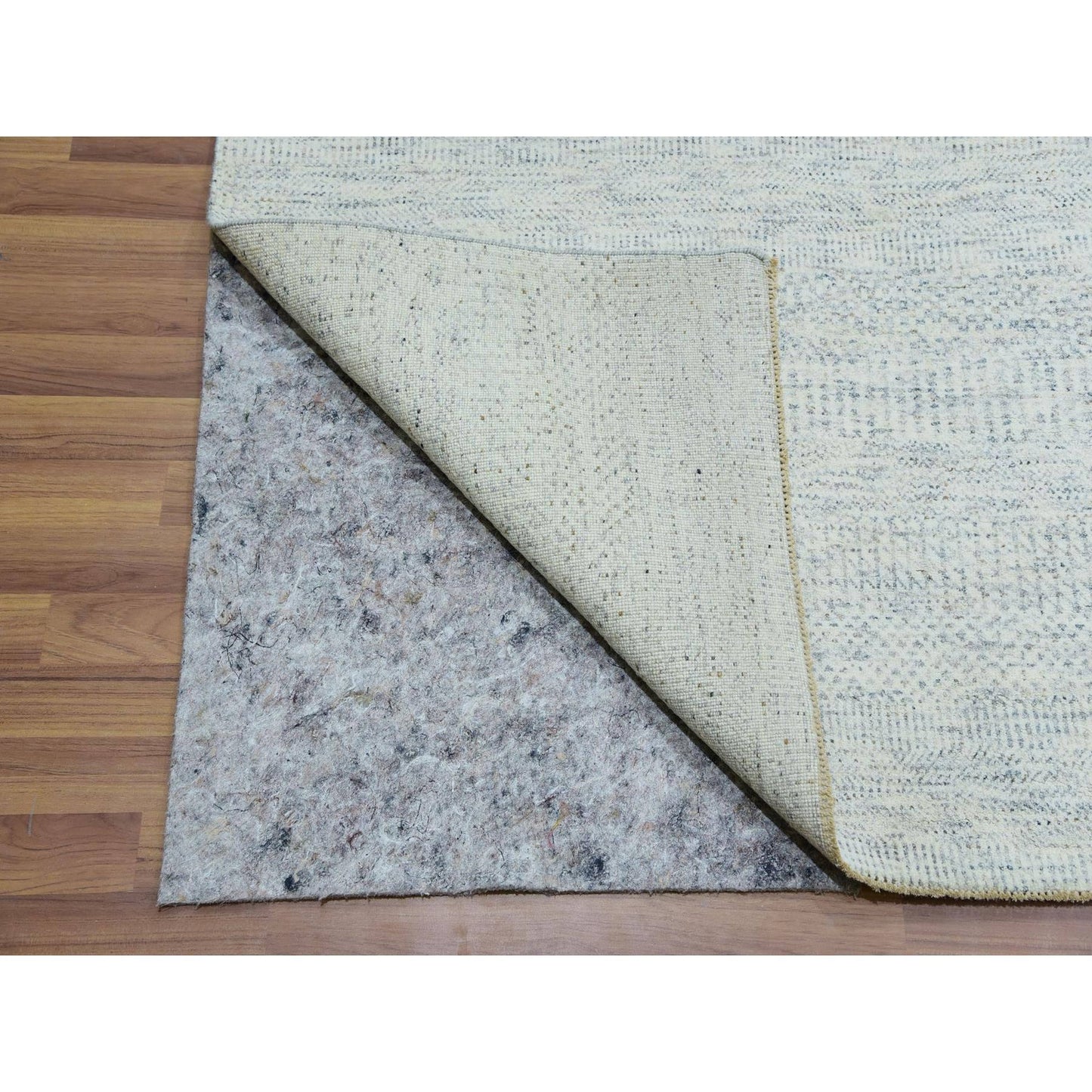 10'1"X14' Nimbus Gray Hand Knotted Grass Design Shabby Chick Oriental Rug