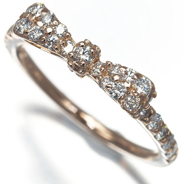 Ponte Vecchio Ring Diamond 0.35Ct Ribbon Pinky Us2.5 18K 750 Rose Gold
