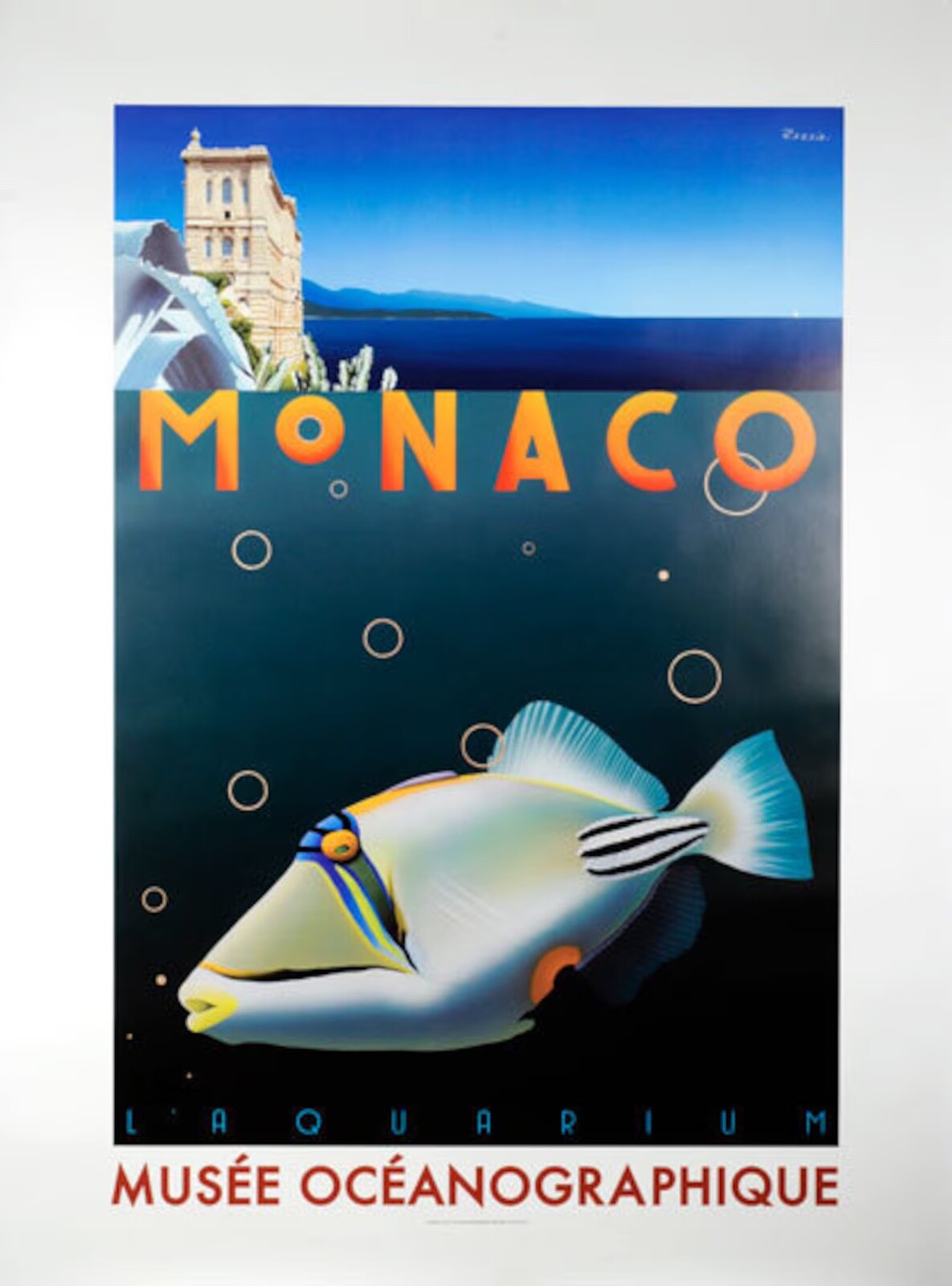 Musee Ocanographique By Razzia At Monaco Hand Signed Original Grard Coubouleix