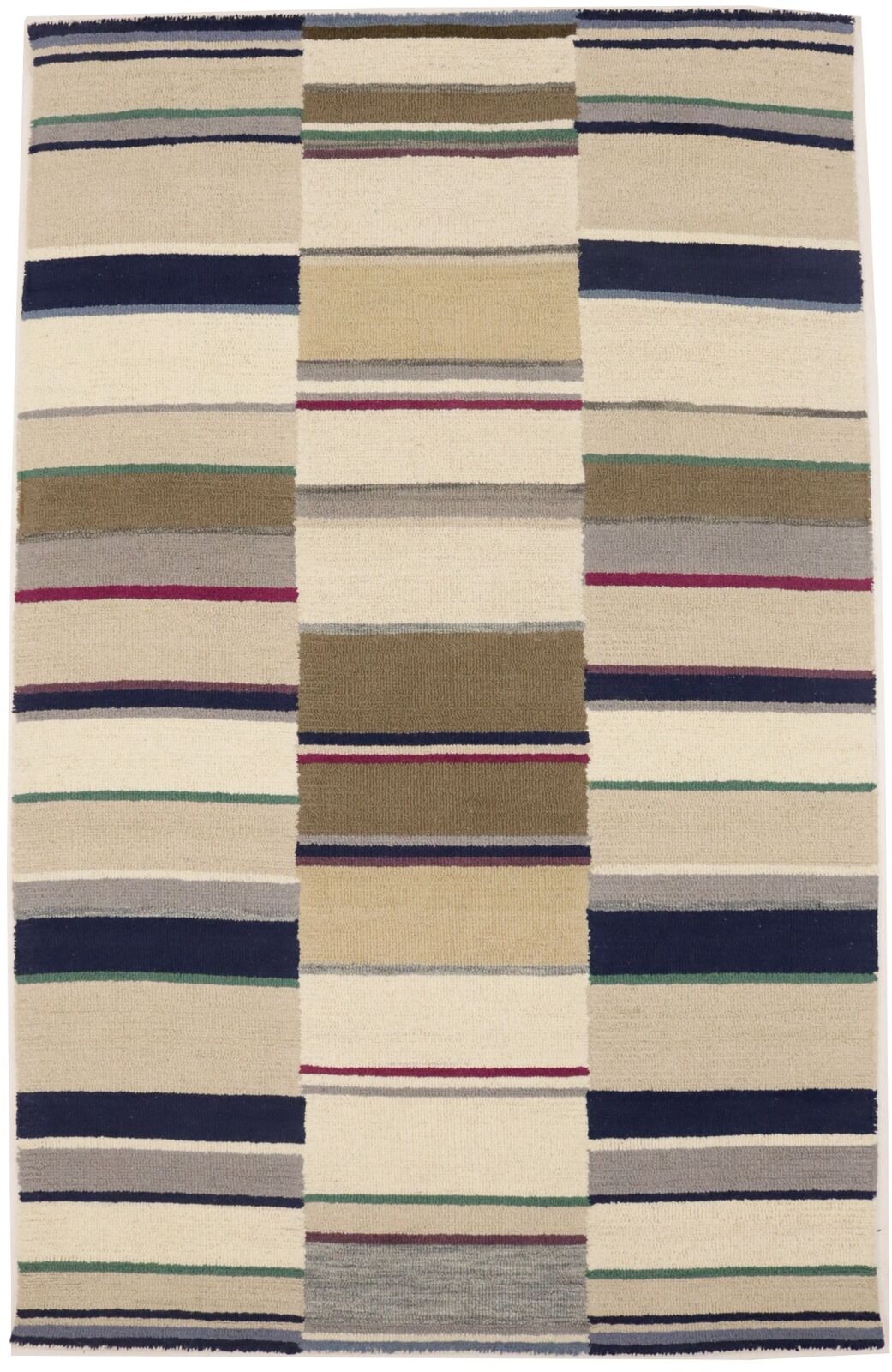 Thick Pile Hand-Tufted Wool Multicolored Stripes