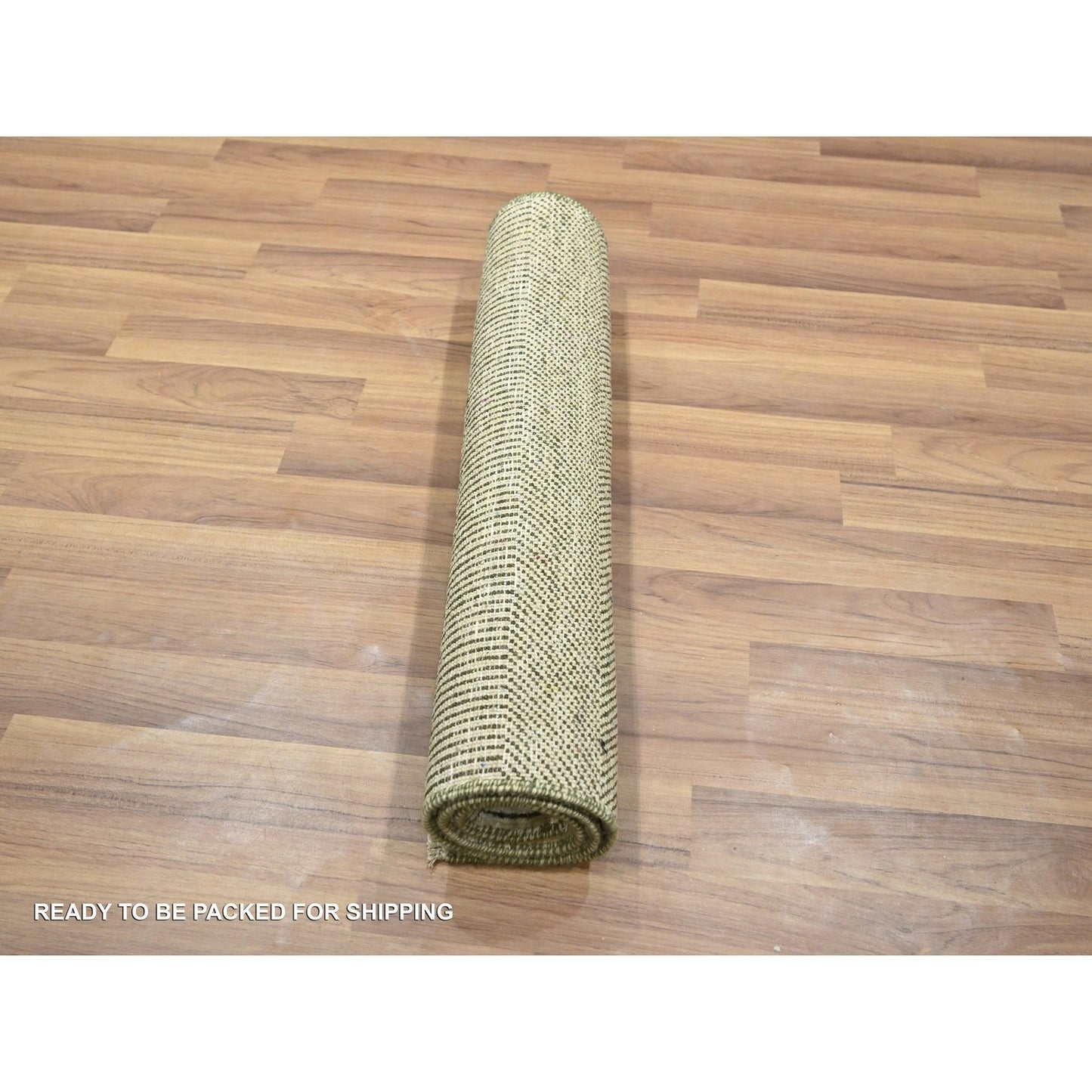 2'X3' Beige Modern Grass Design Hand Knotted Wool And Silk Mat Sample Rug
