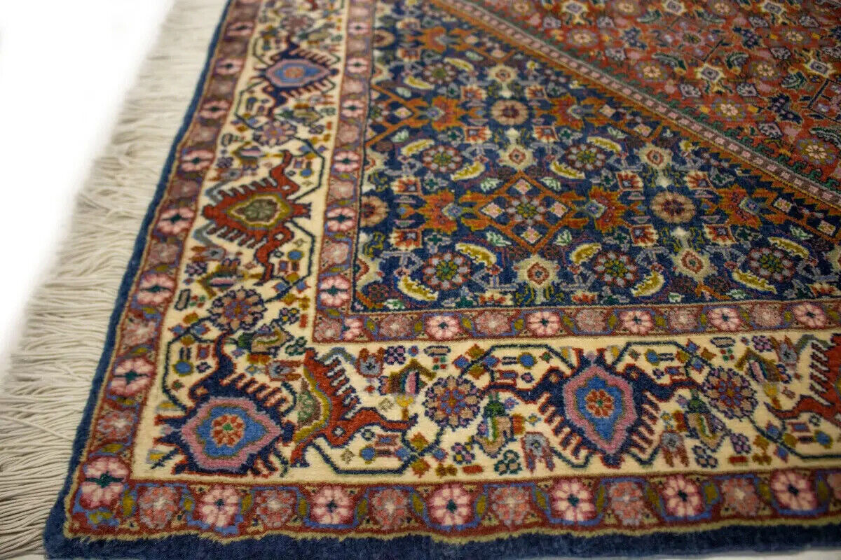 Handmade Oriental Rug Orange-Red Geometric Floral