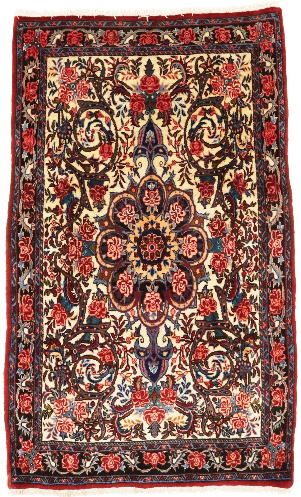 3X5 Ft Vintage Oriental Rug Floral Tribal Design
