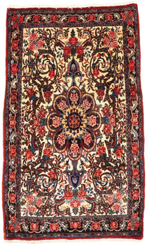 3X5 Ft Vintage Oriental Rug Floral Tribal Design