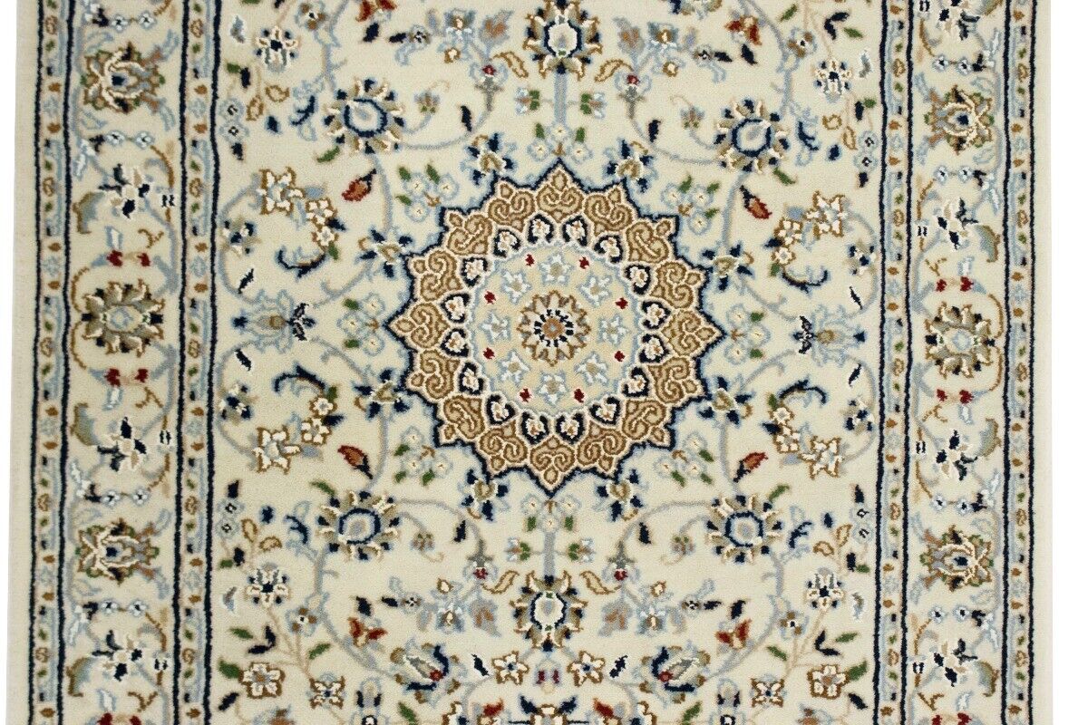 Handmade Indo-Nain Runner Rug Classic Floral
