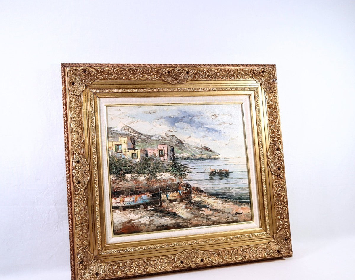 Alberto Corsini Original Oil Painting "Naples Harbor" Signed F10 Italian Art