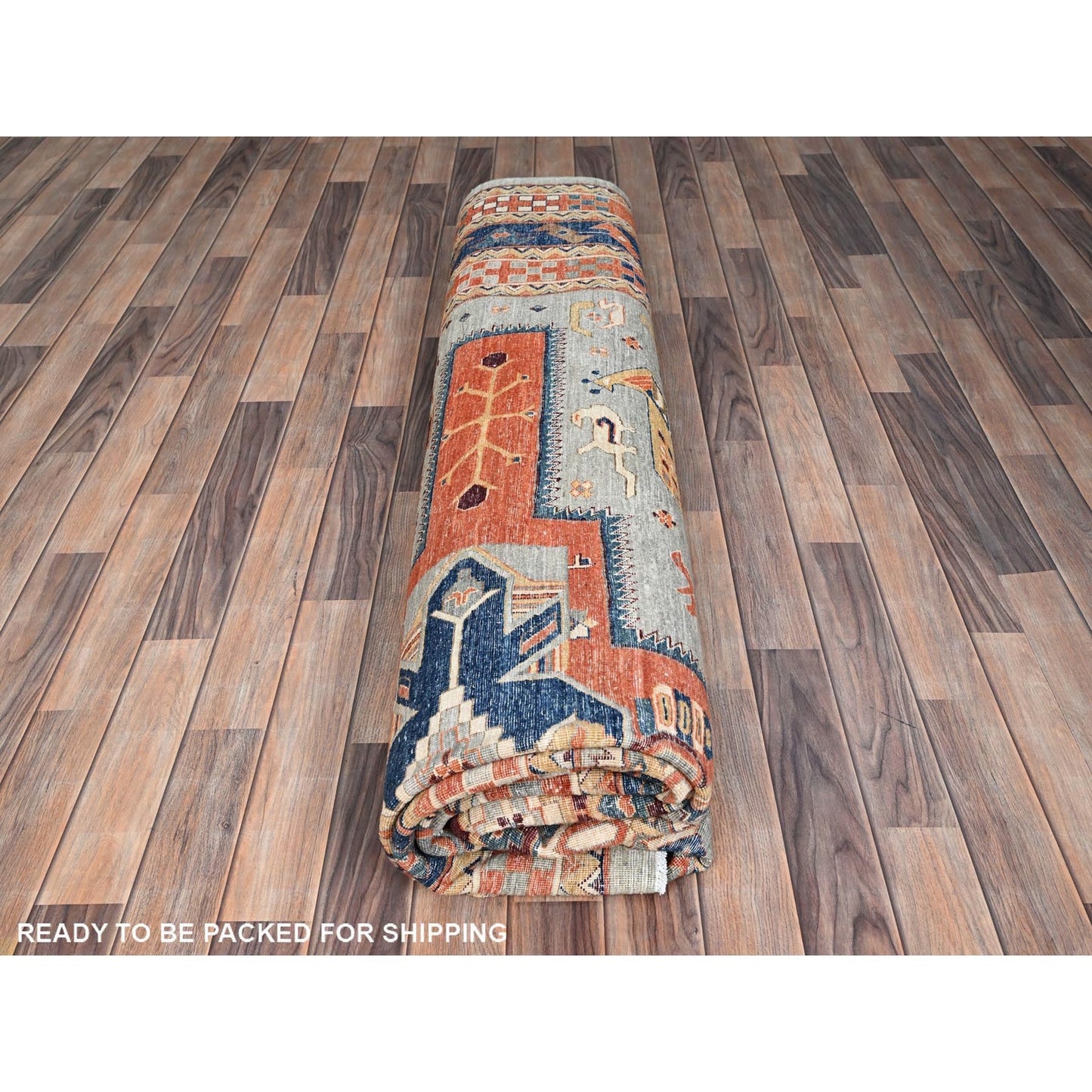 10'X10' Krypton Gray Caucasian Design Hand Knotted 200 Kpsi Wool Rug