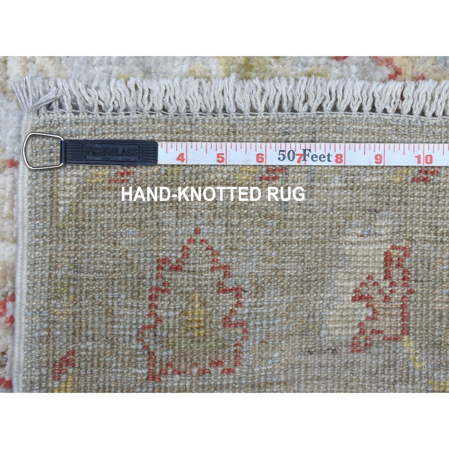 2'10"X11'8" Hand Knotted Gray Angora Oushak With Floral Motifs Wool Rug