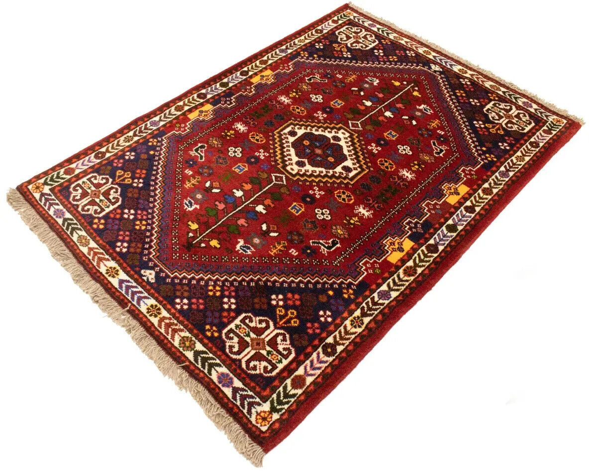 Hand-Knotted Wool Oriental Rug Vintage Tribal