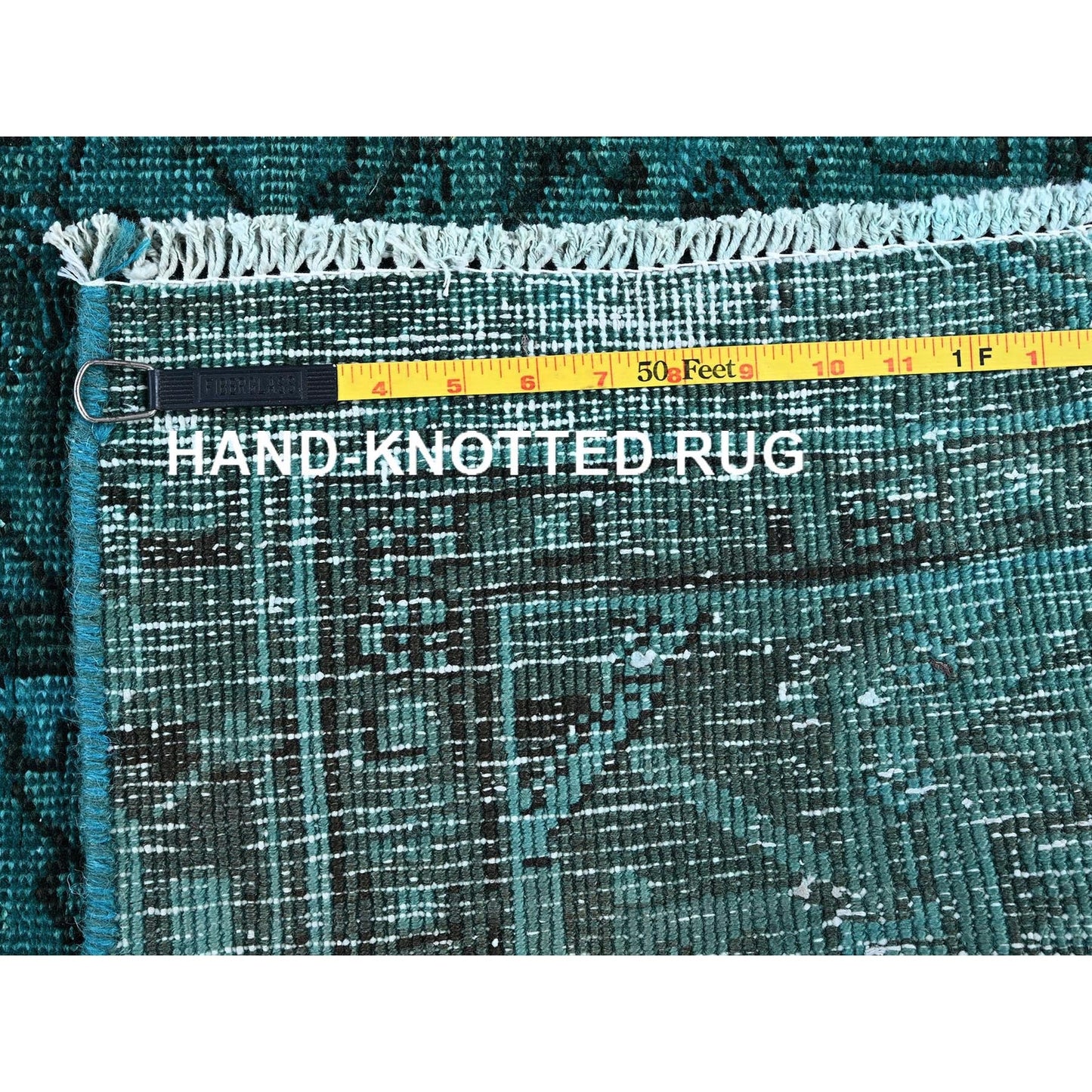 5'5"X8'3" Teal Overdyed Vintage Zoroastrian Heris Hand Knotted Wool Rug