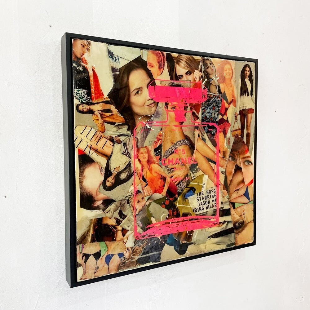 Shane Bowden Chanel Pink N5 Signed Unique Painting Mixed Media Graffiti Art