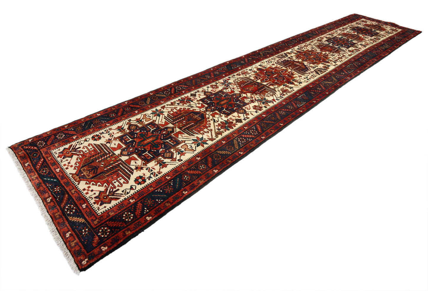 Vintage Hand-Knotted Tribal Runner Rug Wool