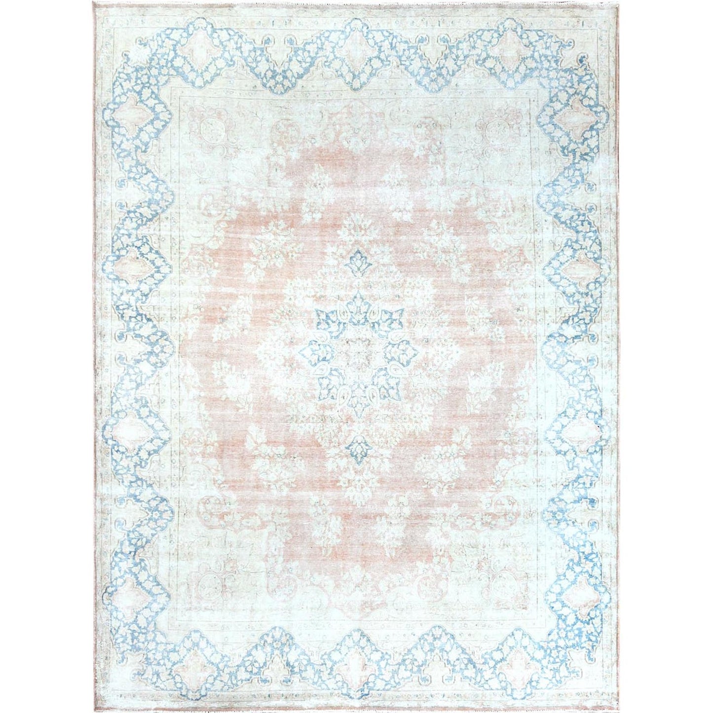 10'1"X14'2" Hand Knotted Almond Brown Vintage Farsian Karman Wool Rug