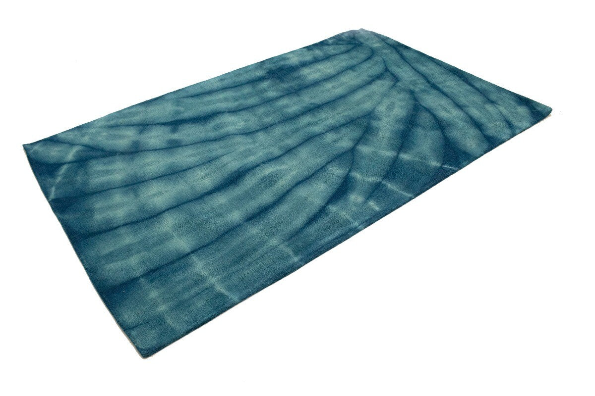 Hand-Tufted Ocean Blue Tie-Dye Wool Rug Modern