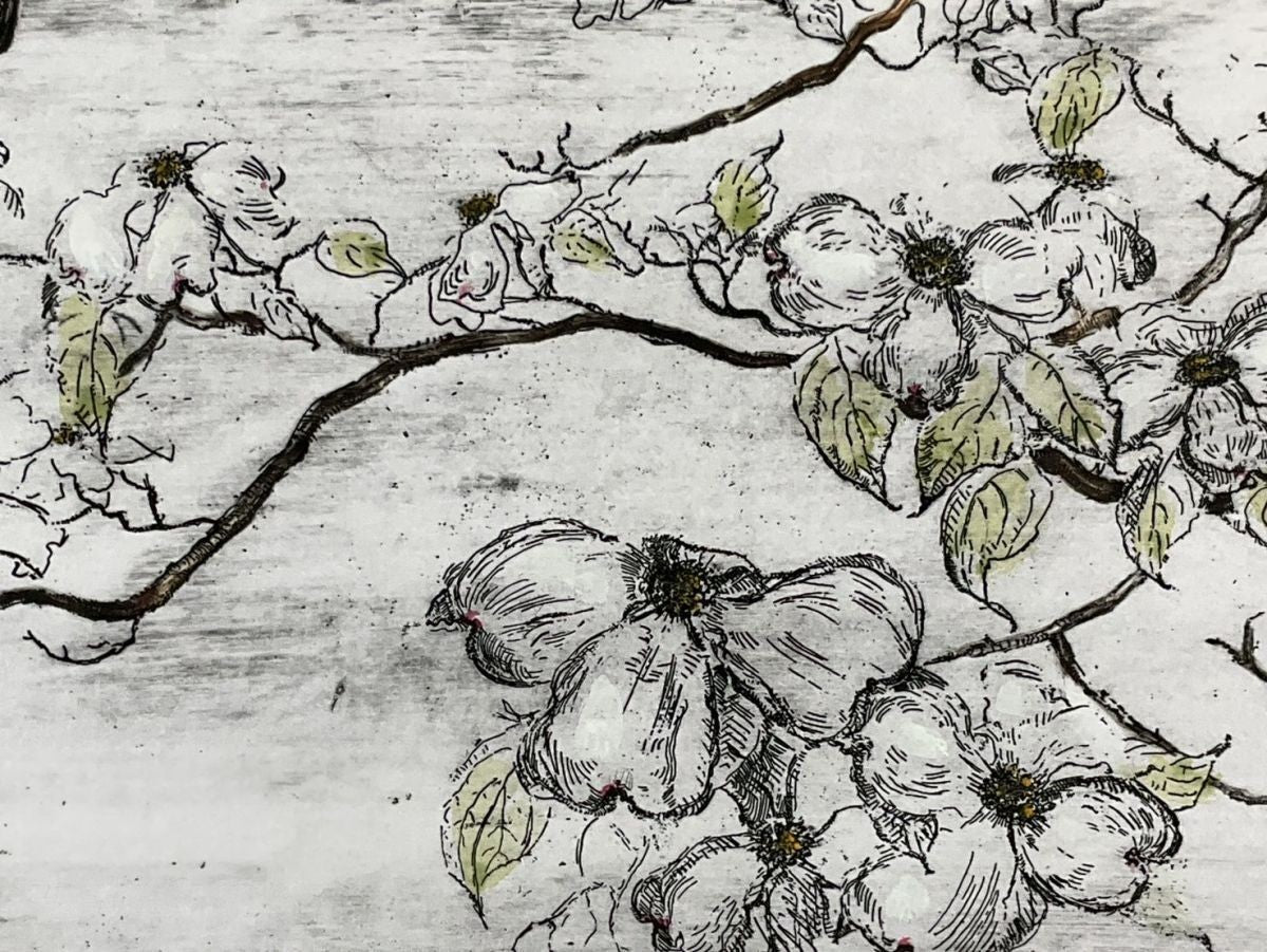 Joanne Isaac Original Etching "Dogwood Blossoms" 1980S Limited Edition Signed