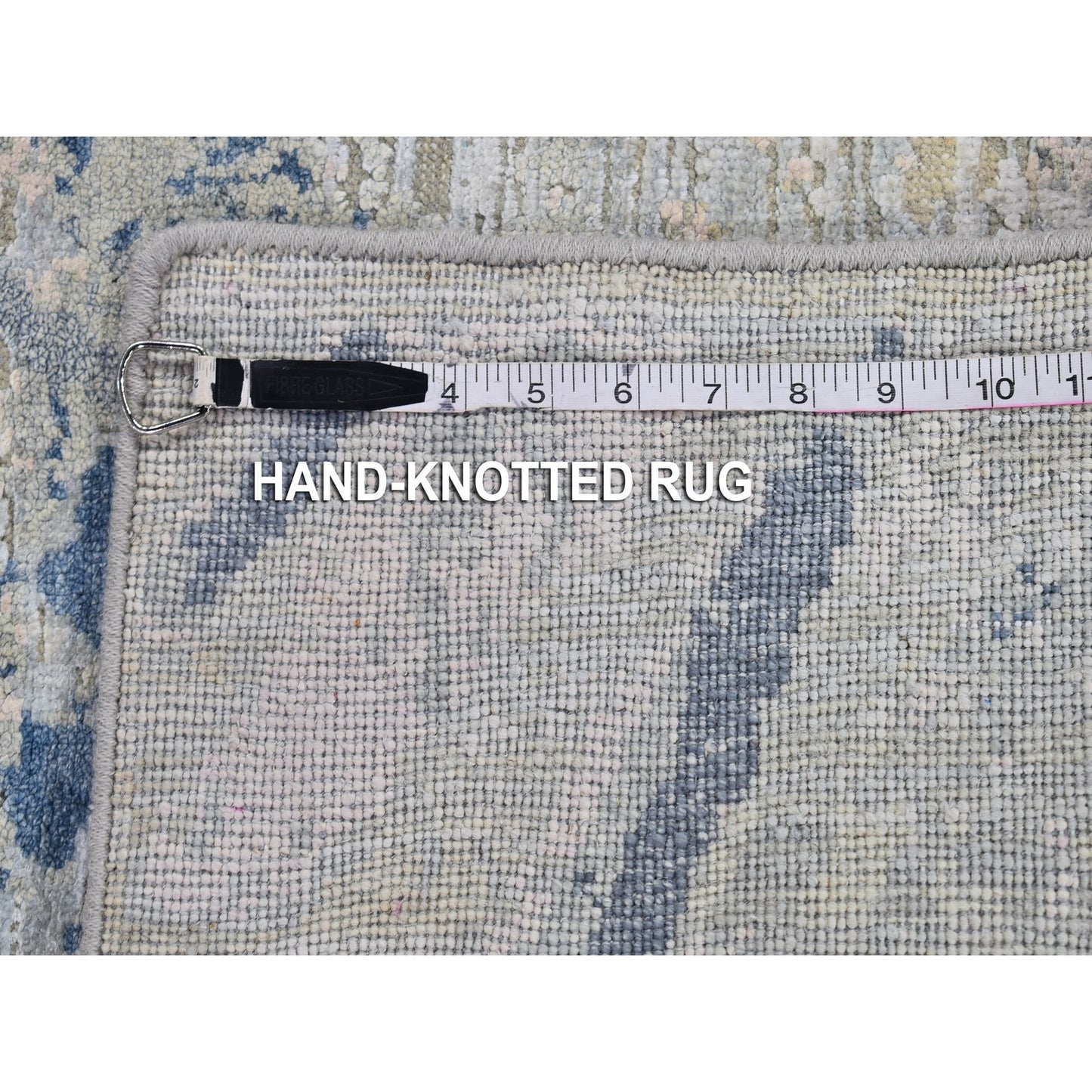 Rug 3'x5'5" Large Elements with Pastels Silk with Textured Wool Hand Made