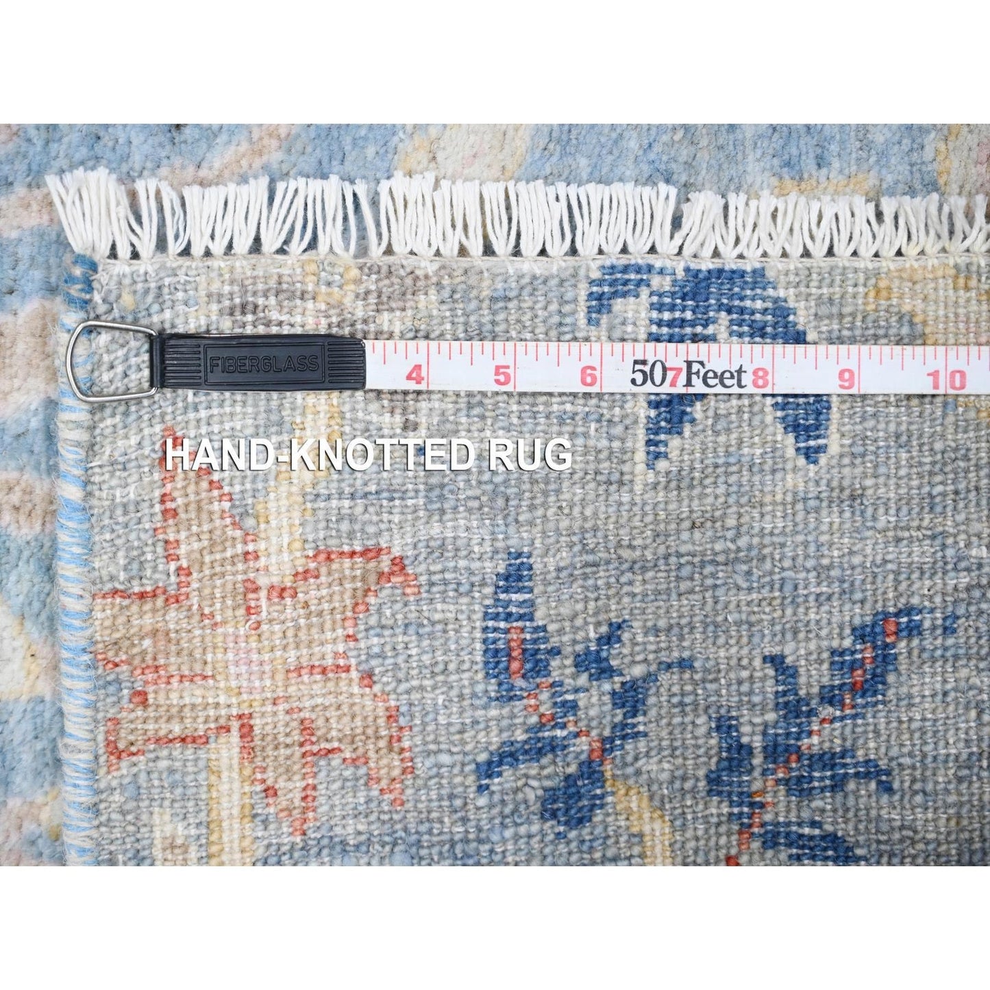 4'X11'10" Blue Wool Peshawar Birds Paradise Hand Knotted Wide Runner Rug