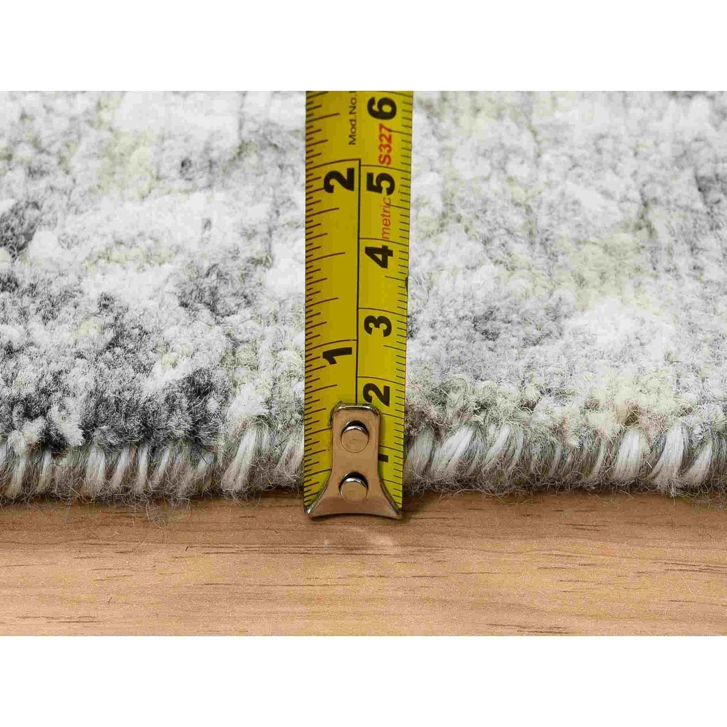 2'6"X10'1" Gray Modern Hand Spun Natural Wool Hand Knotted Runner Rug