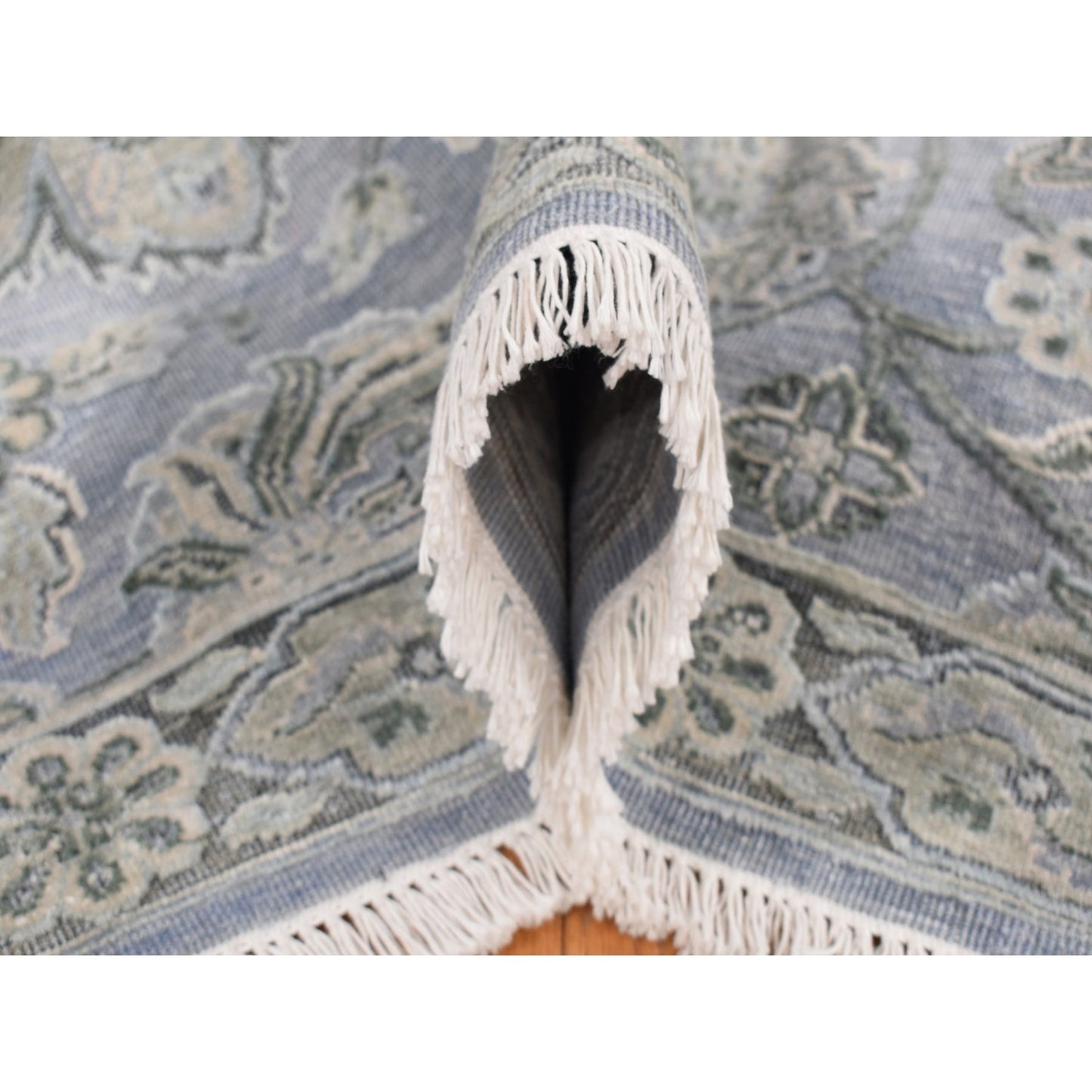 9'X12' Goose Gray Oushak Design Silk With Wool Hand Knotted Rug