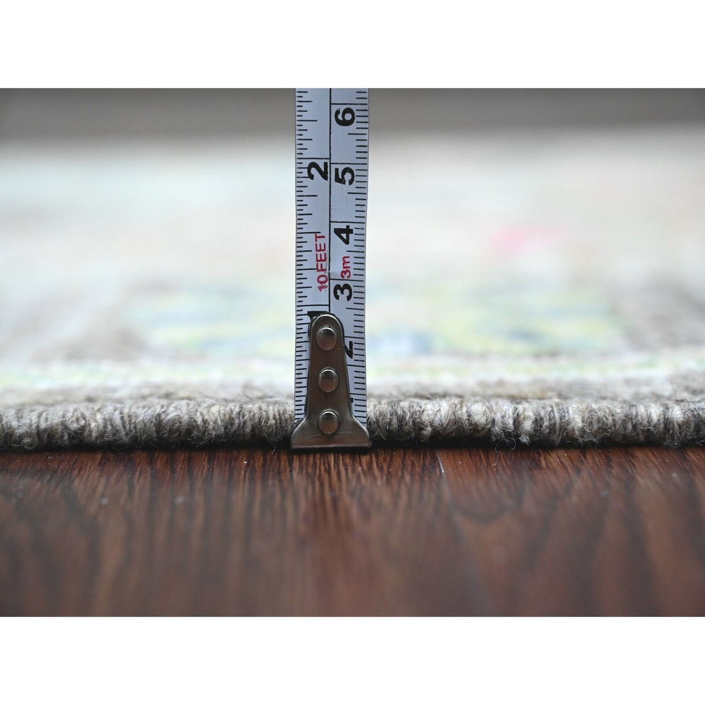 3'X9'8" Brown Angora Oushak Leaf Design Hand Knotted 100% Wool Runner Rug