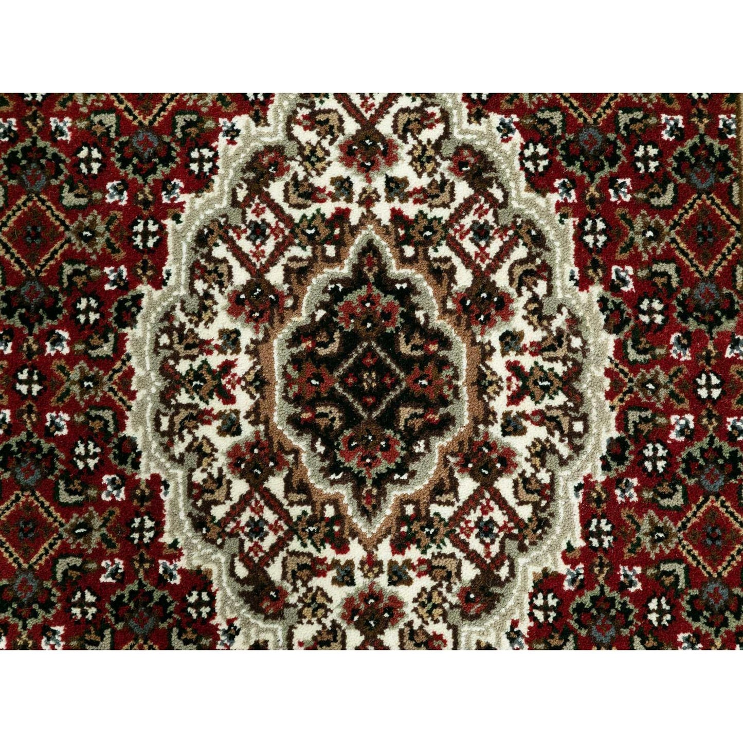 2'7"X12'1" Red Wool And Silk Tebraz Mahi Fish Design Oriental Runner Rug