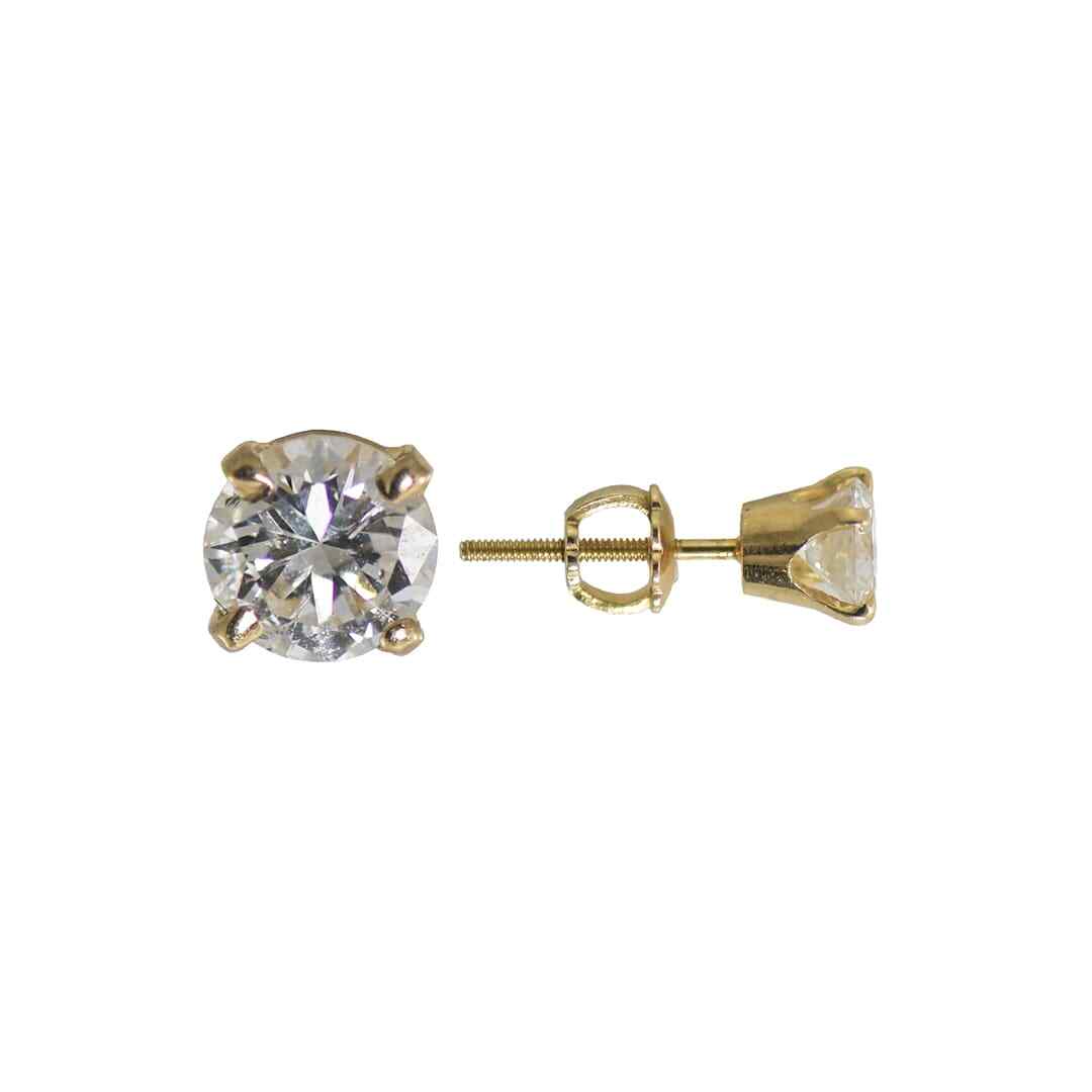 14K Yellow Diamond Stud Earrings 0.75Ct