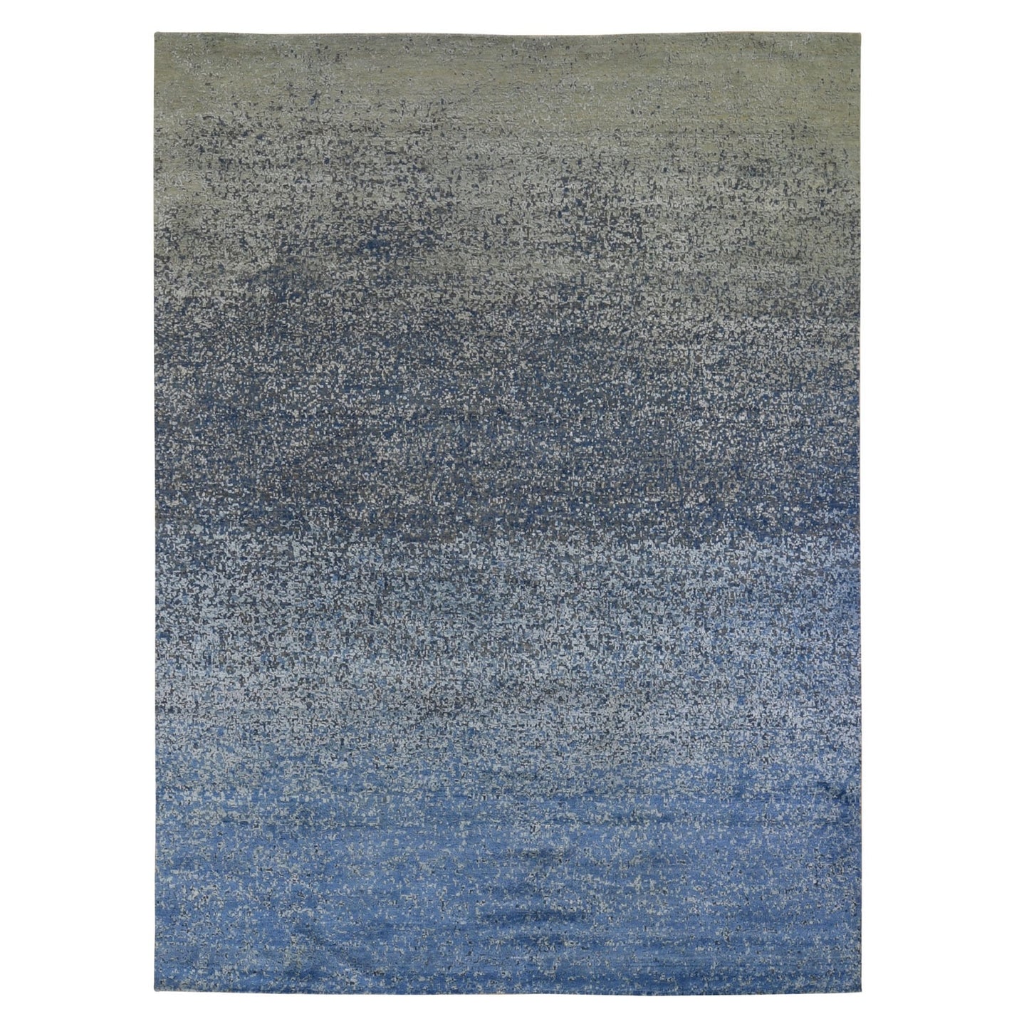 9'X12' Pure Silk And Wool Dissipating Design Hand Knotted Rug