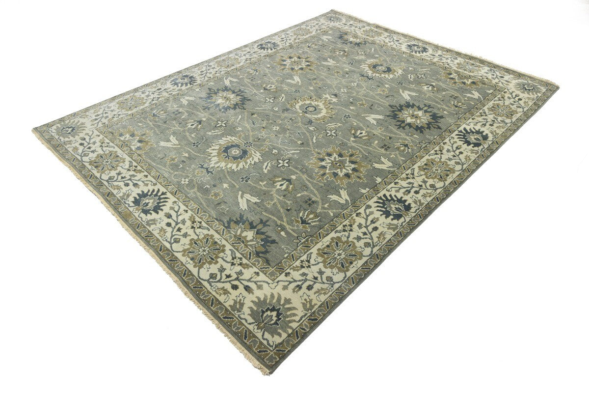 Handmade Peshawar Rug Taupe Floral Osh Chobi
