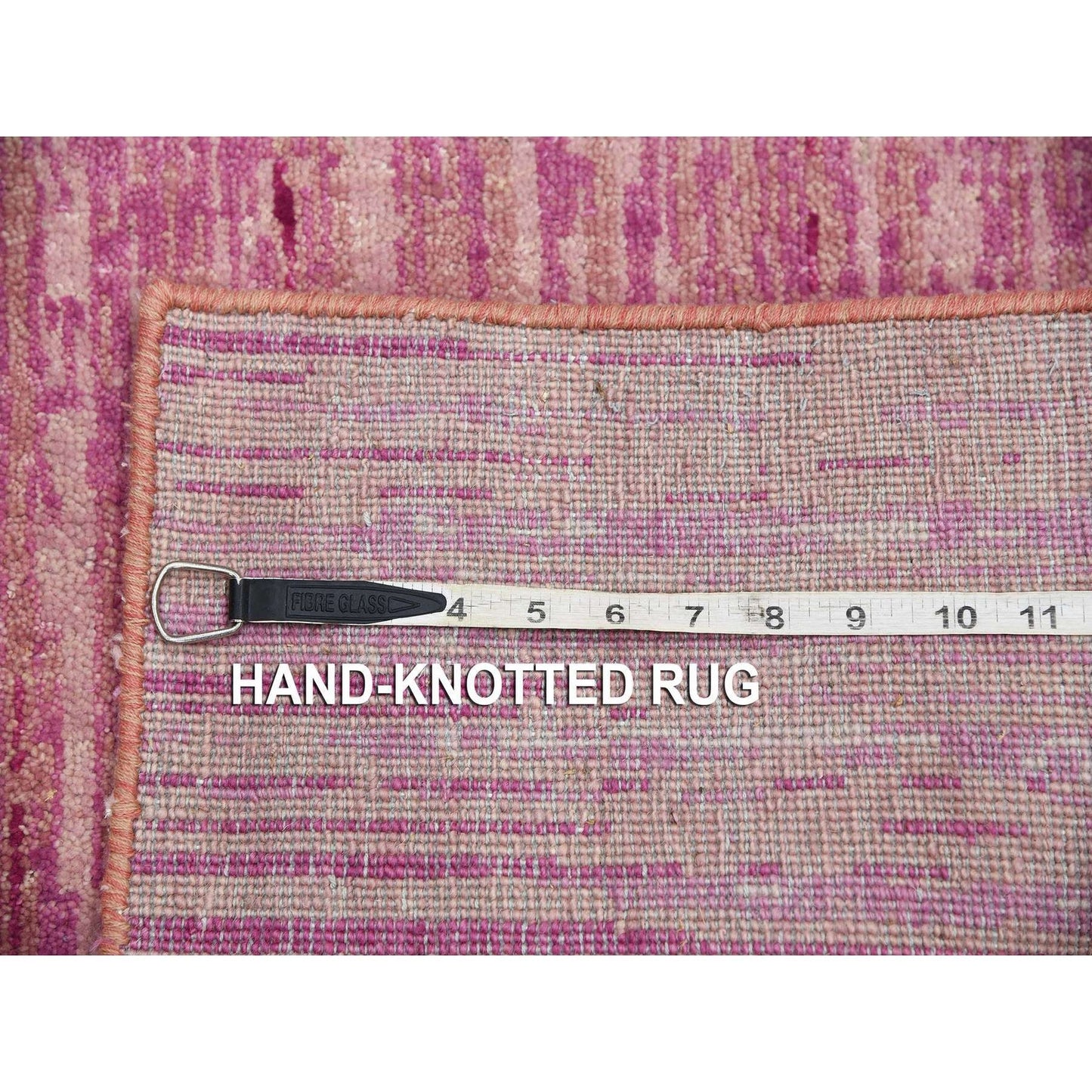 2'7"X8'3" Pink Hand Knotted Vertical Ombre Design Runner Oriental Rug