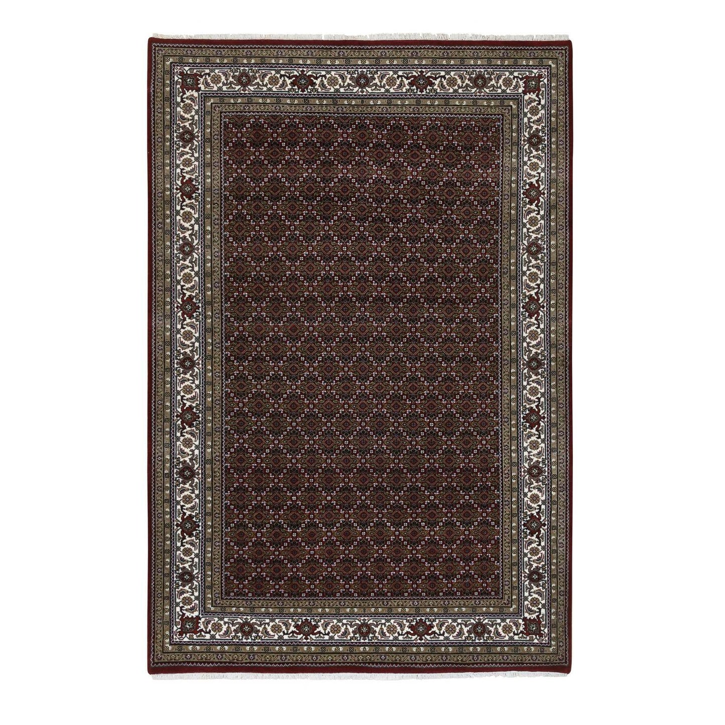 5'9"X8'9" Red Herrita Hand Knotted 175 Kpsi Wool And Silk Oriental Rug