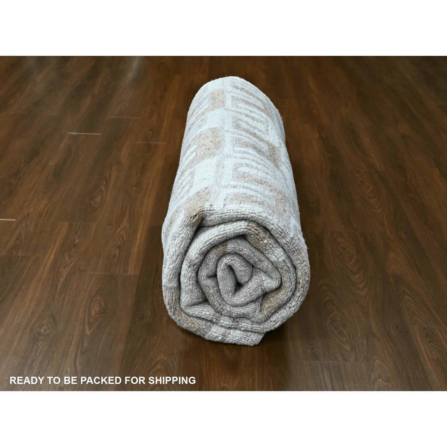 9'3"X11'9" Ivory Minimalist Design Flat Weave Hand Knotted Pure Wool Rug