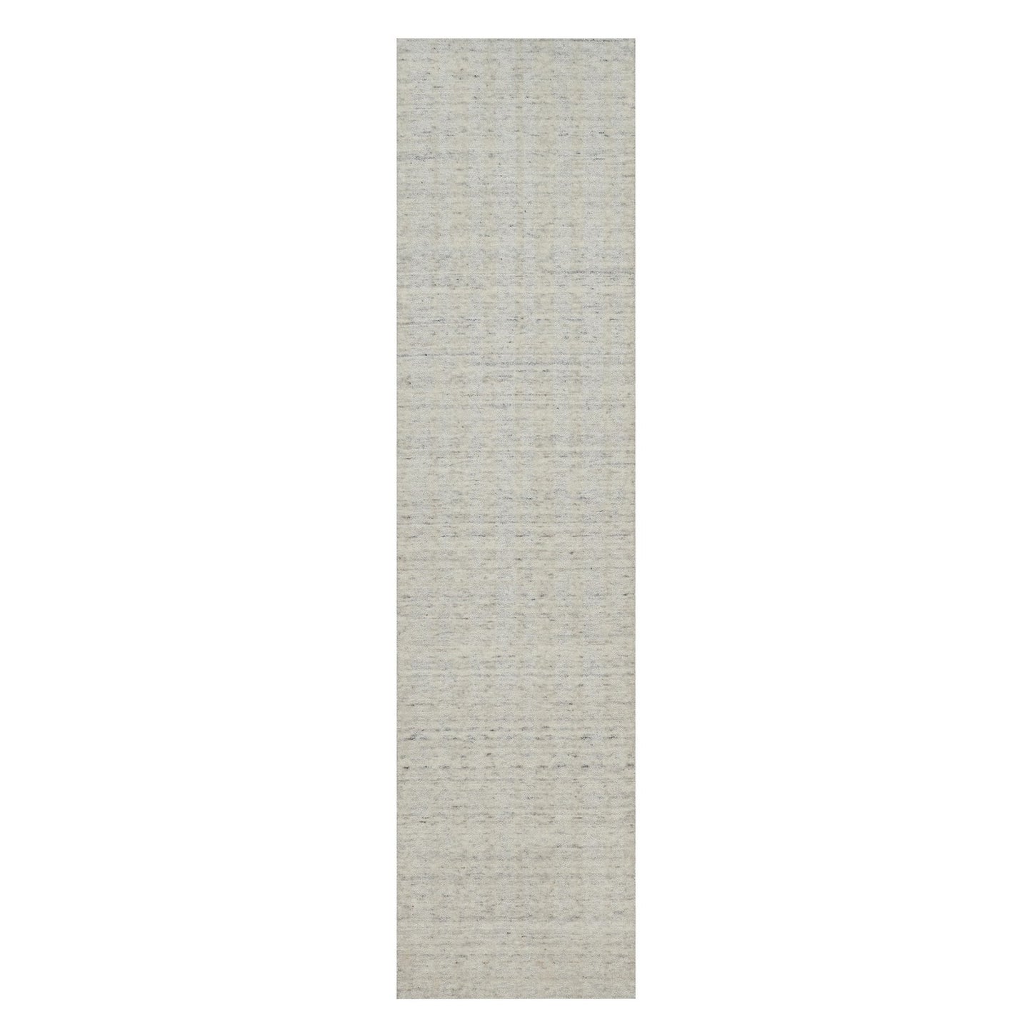 2'5"X10' Ivory Hand Loomed Vertical Stripe Design Natural Wool Runner Rug