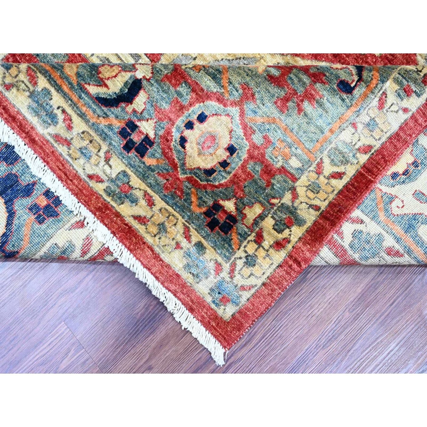 9'X12' Red Seeripe Heris With Flower Design Hand Knotted 100% Wool Rug