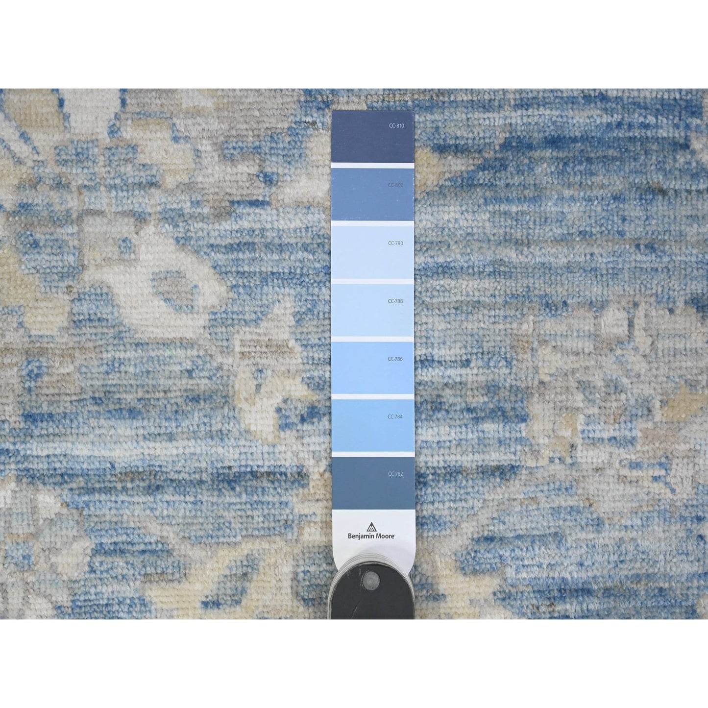 8'9"X12' Blue Hand Knotted Fine Peshawar Mahal Design Wool Oriental Rug