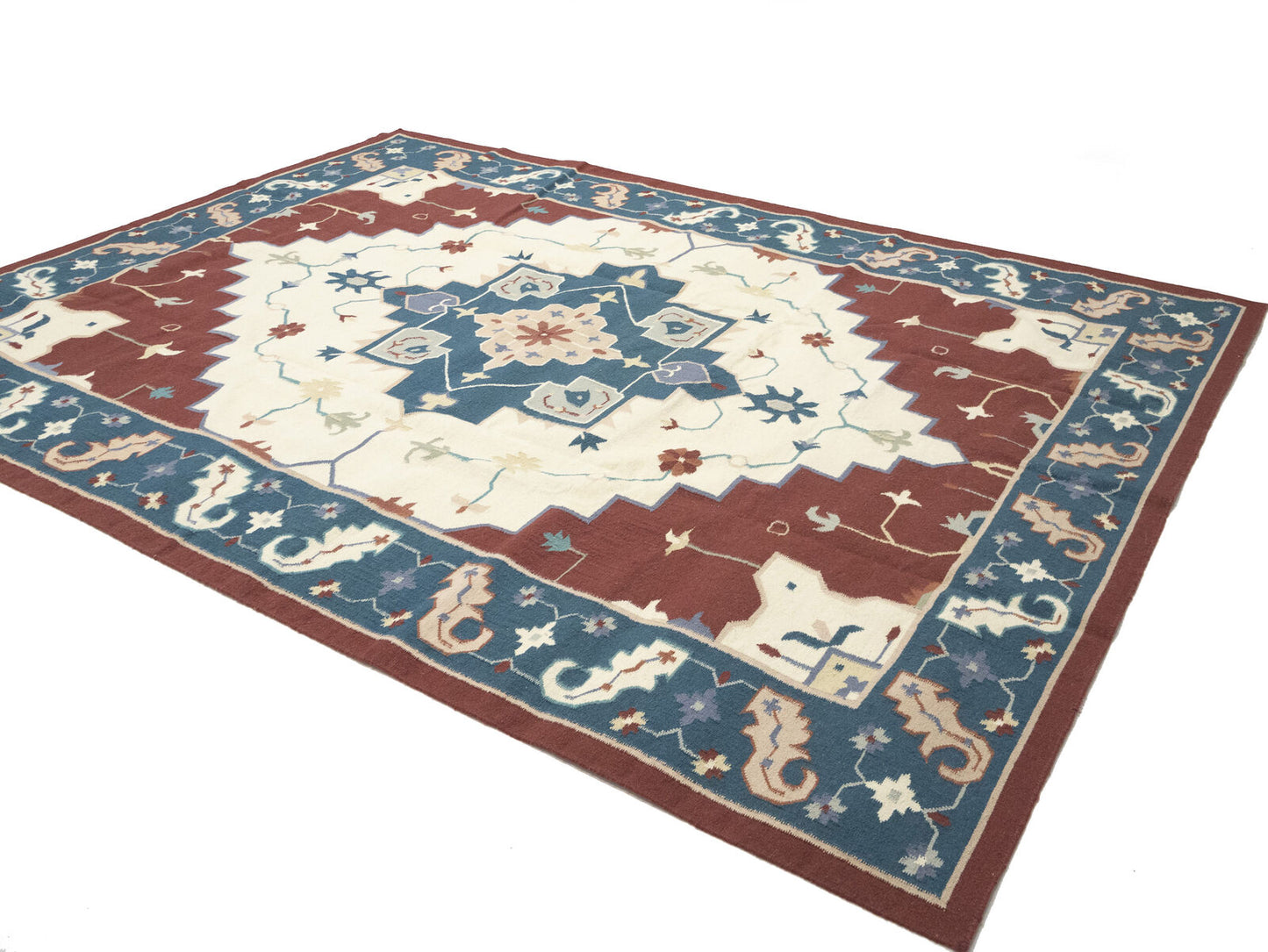 Reversible Hand-Hooked Dhurrie Oriental Rug