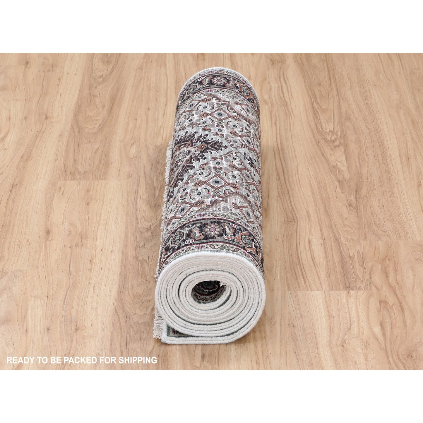 2'8"X10'1" Ivory Mahi Fish Design Wool And Silk Hand Knotted Runner Rug