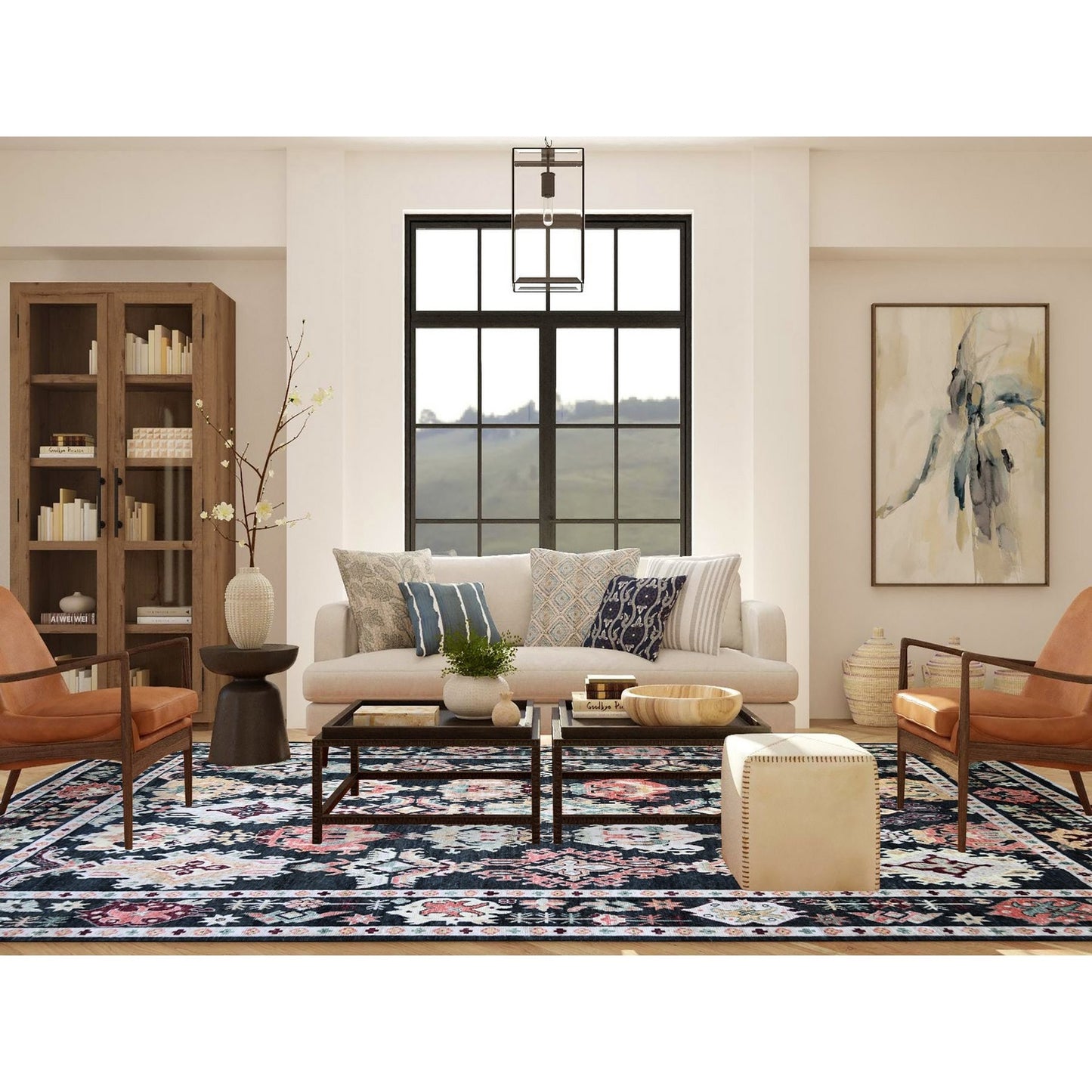 9'X12' Gunmetal Black Afghan Angora Oushak Wool Hand Knotted Oriental Rug