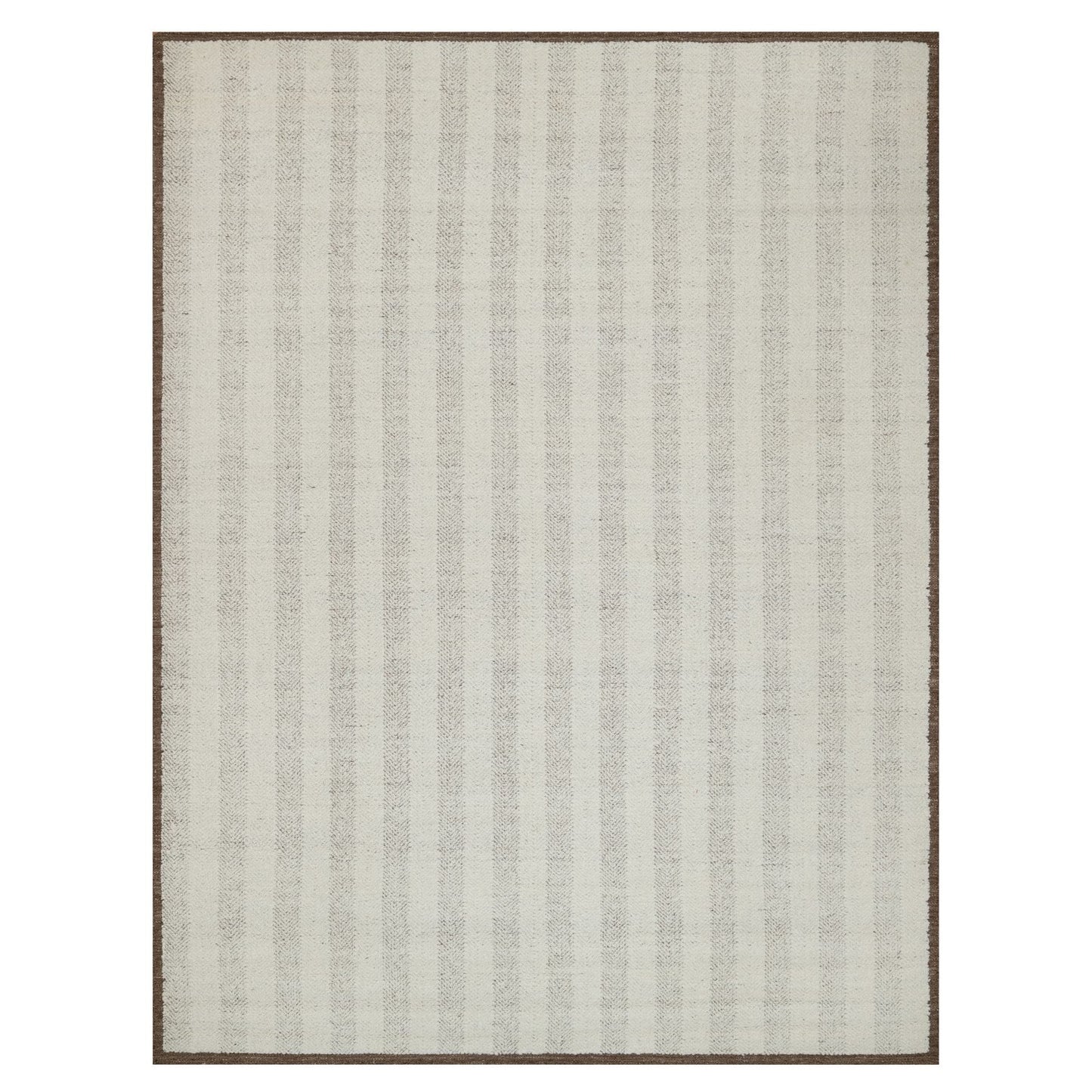 9'3"X12' Ivory Line Design Flat Weave Undyed Natural Wool Hand Woven Rug