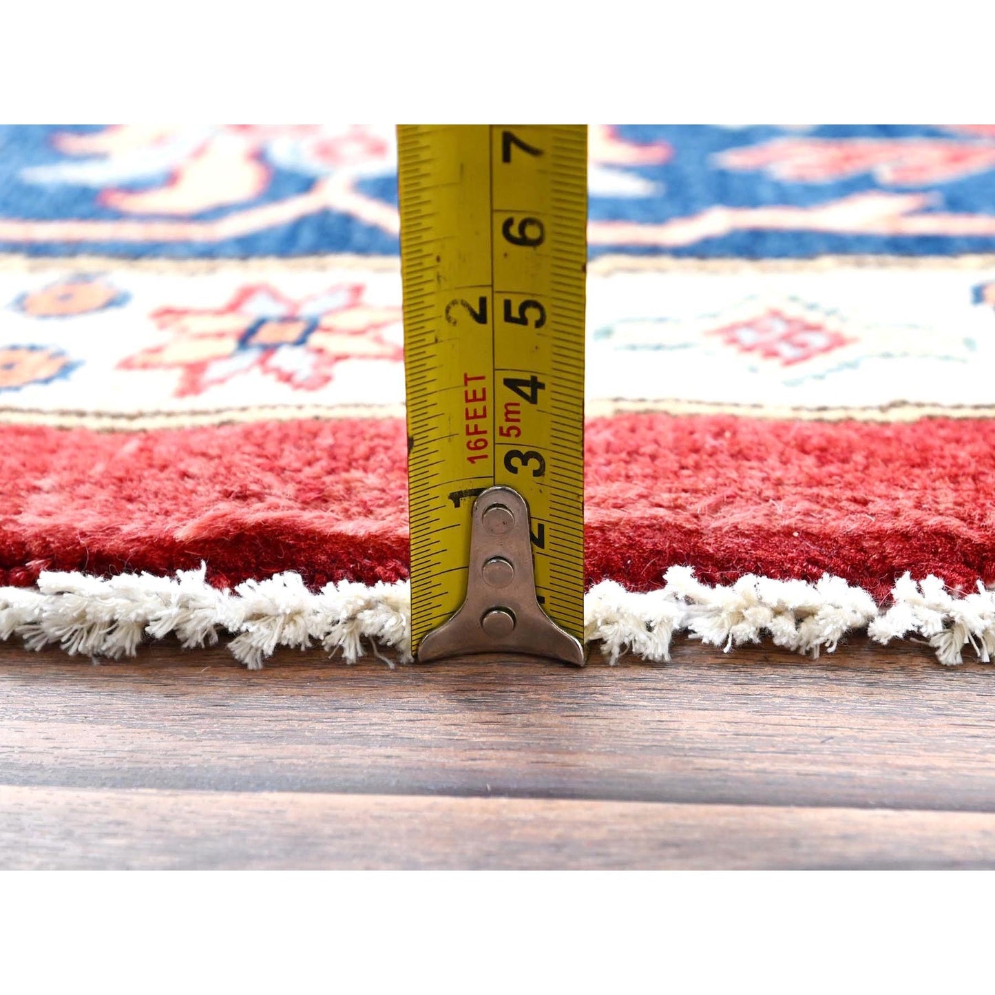 9'X9' Rufous Red Special Kazak Wool Hand Knotted Round Rug