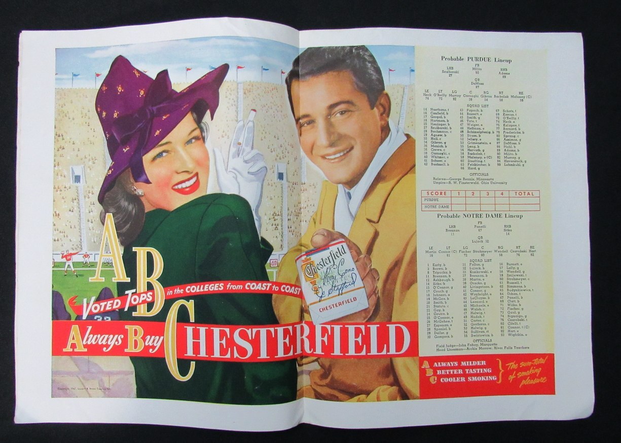 10/11/1947 Purdue Vs. Notre Dame College Program